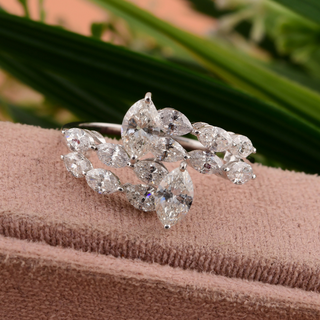 1.81 Carat SI/HI Marquise Brilliant Cut Natural Diamond Gold Ring