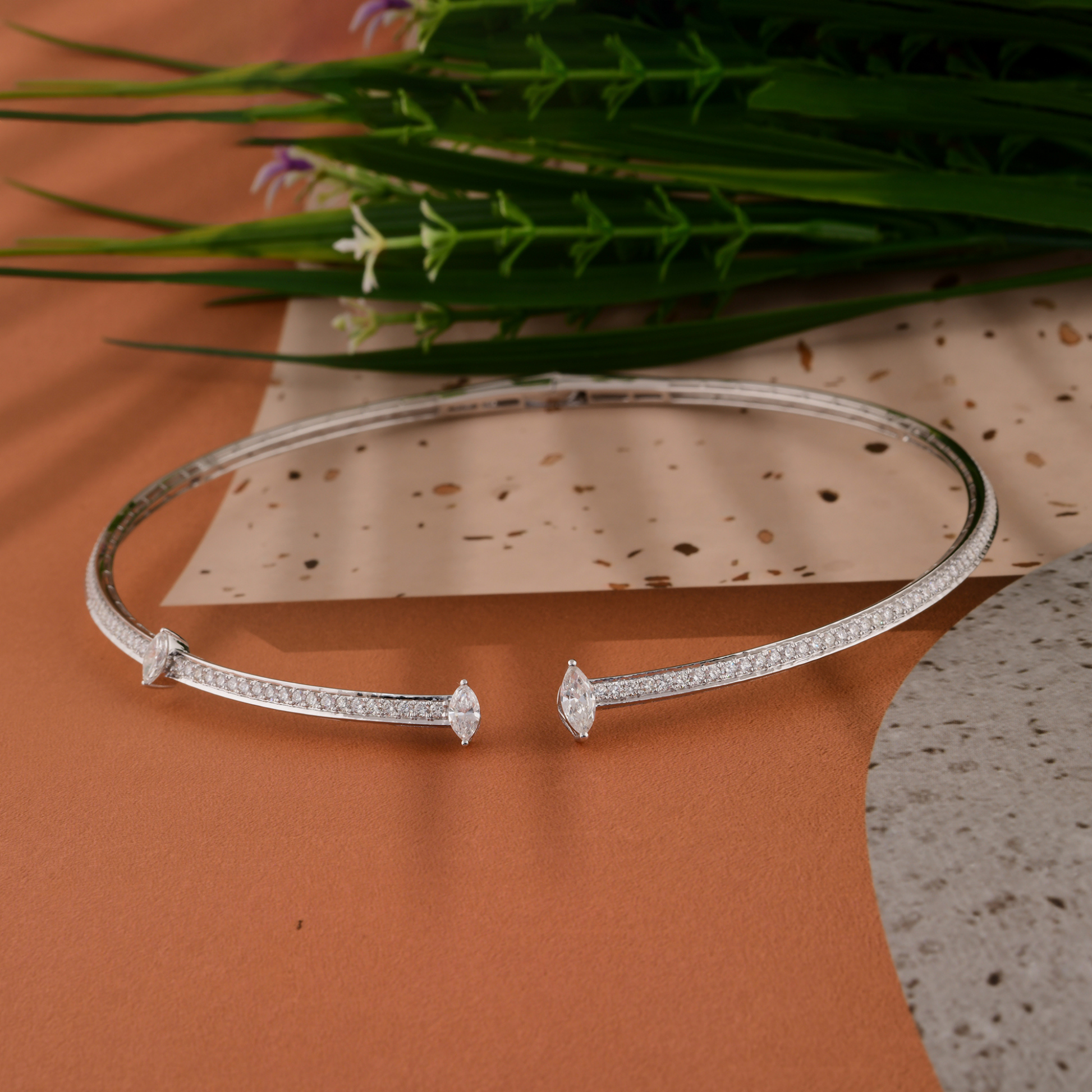 Open Marquise Diamond 3.80 Carat Minimalist Choker Necklace