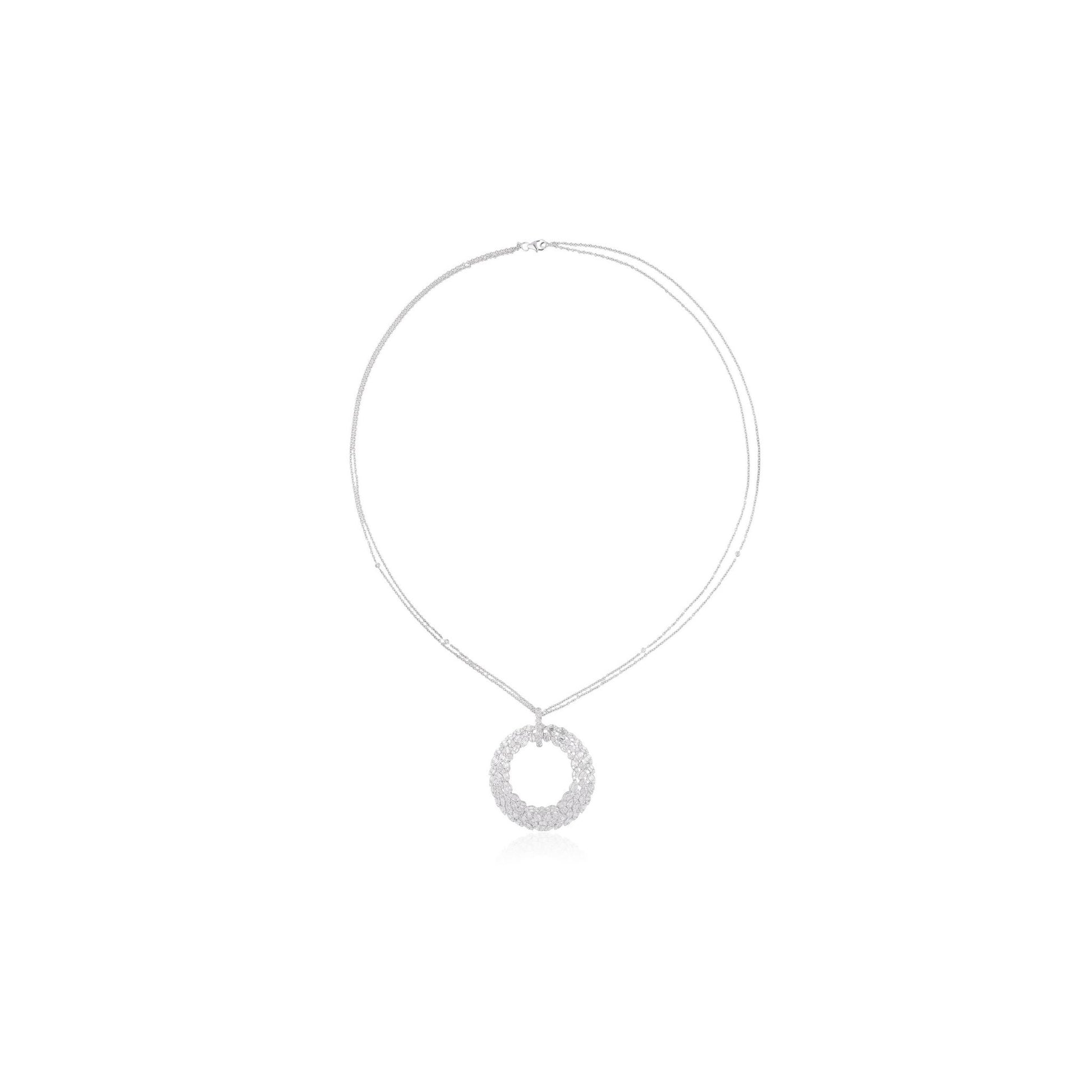 4.25 Carat Baguette Diamond Circle Pendant Necklace in Fine Gold Jewelry