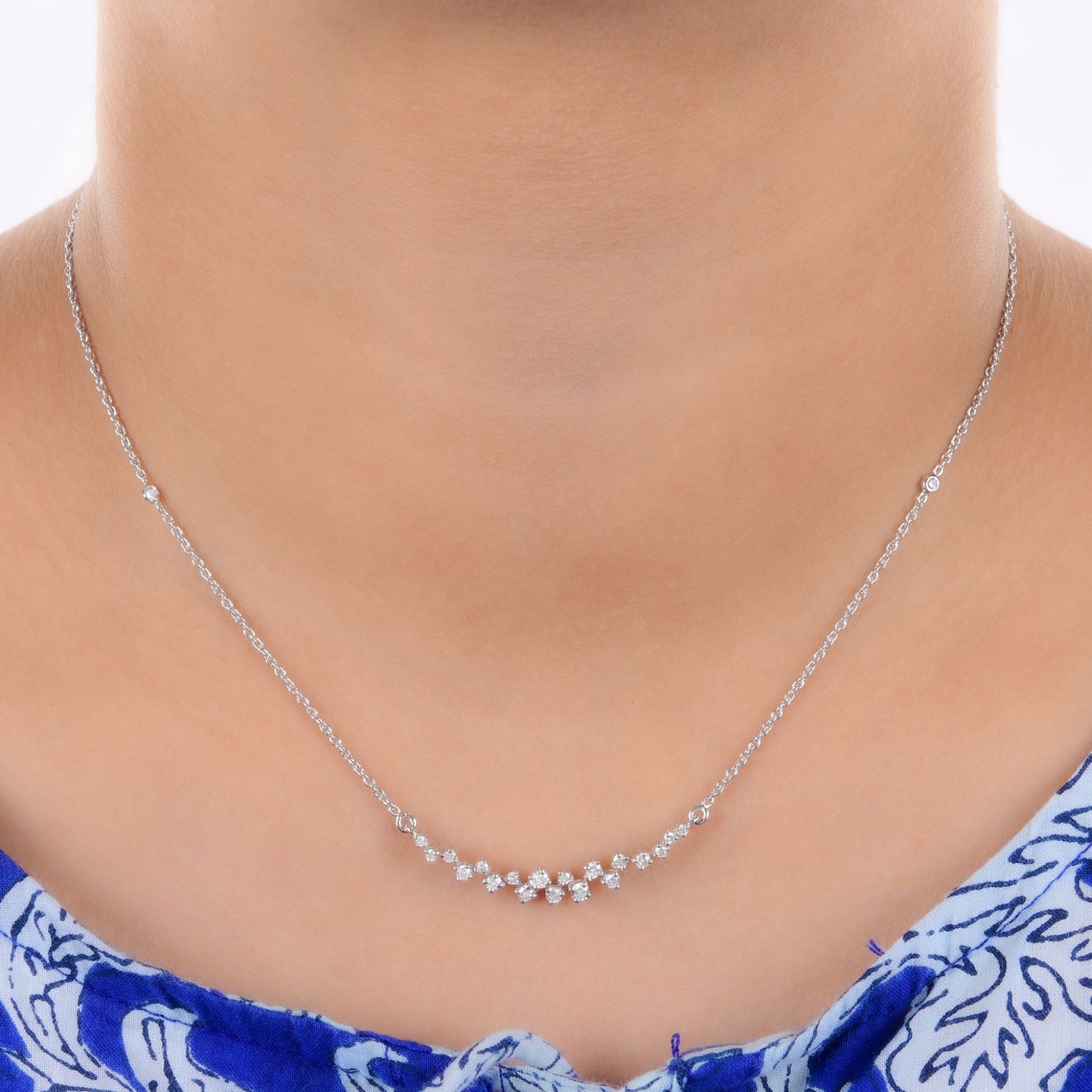 Round Natural Diamond Charm Minimal Gold Pendant Necklace