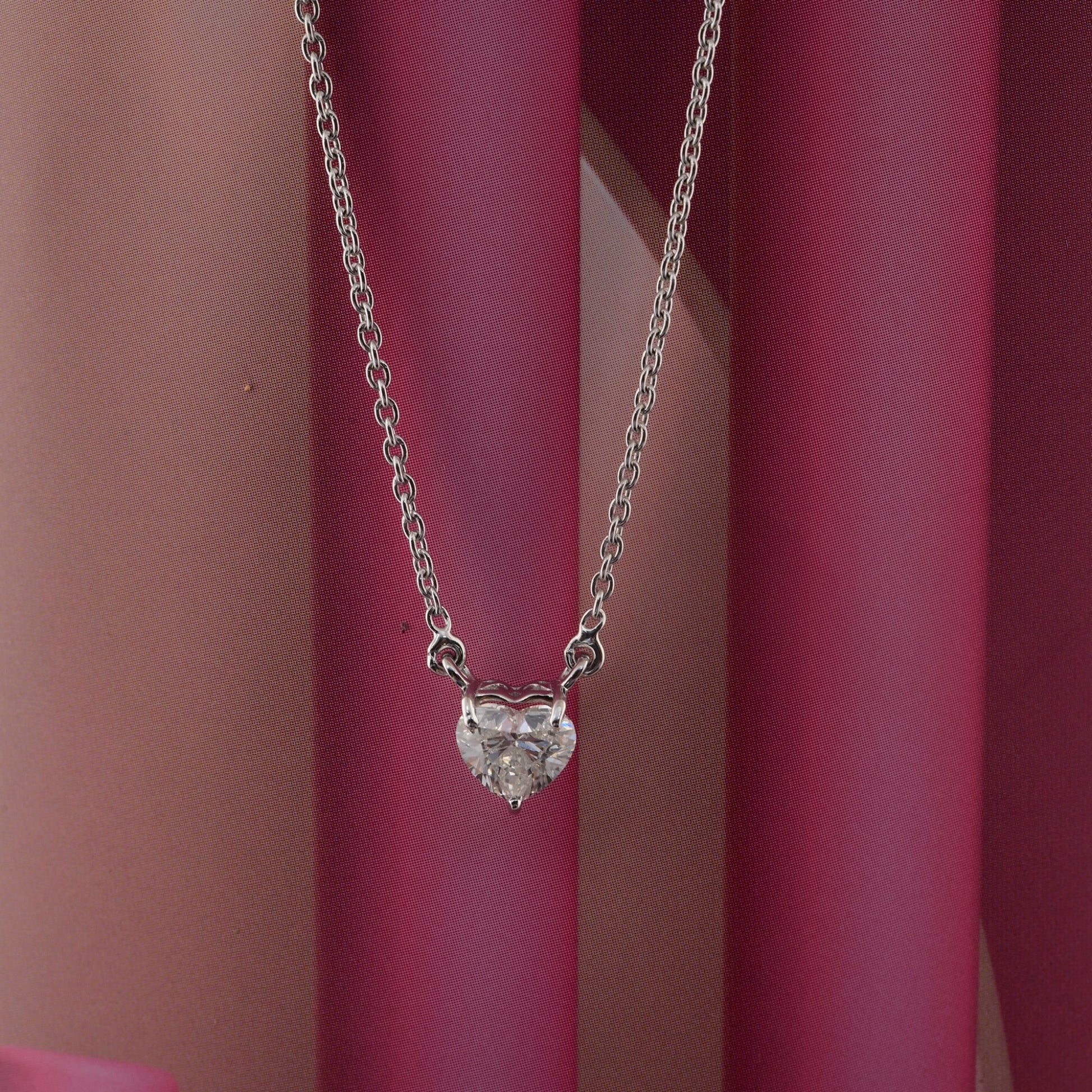 Fine Gold 1.55 Carat Natural Heart Diamond Pendant Necklace