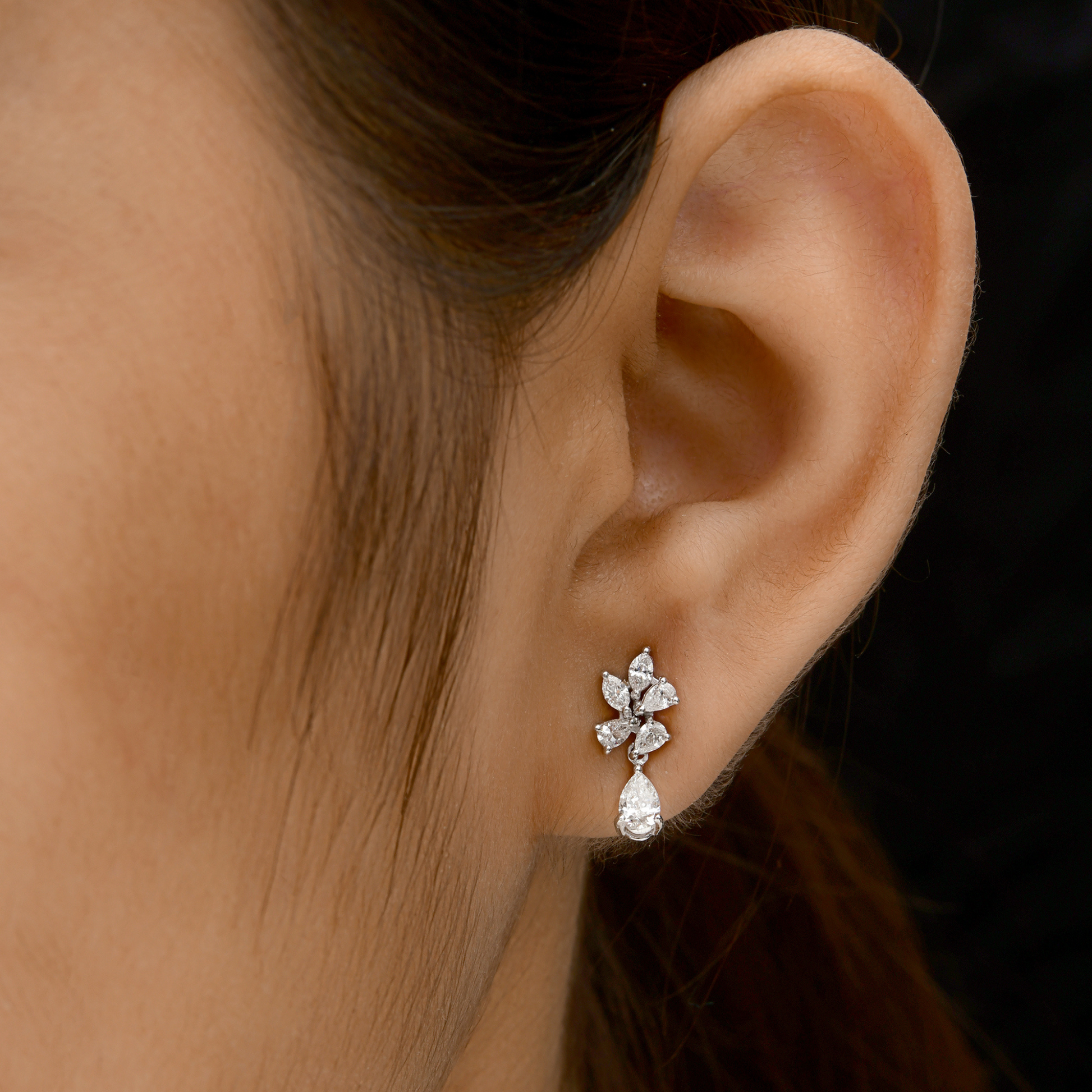Delicate Floral SI Clarity HI Color Natural Diamond Earrings
