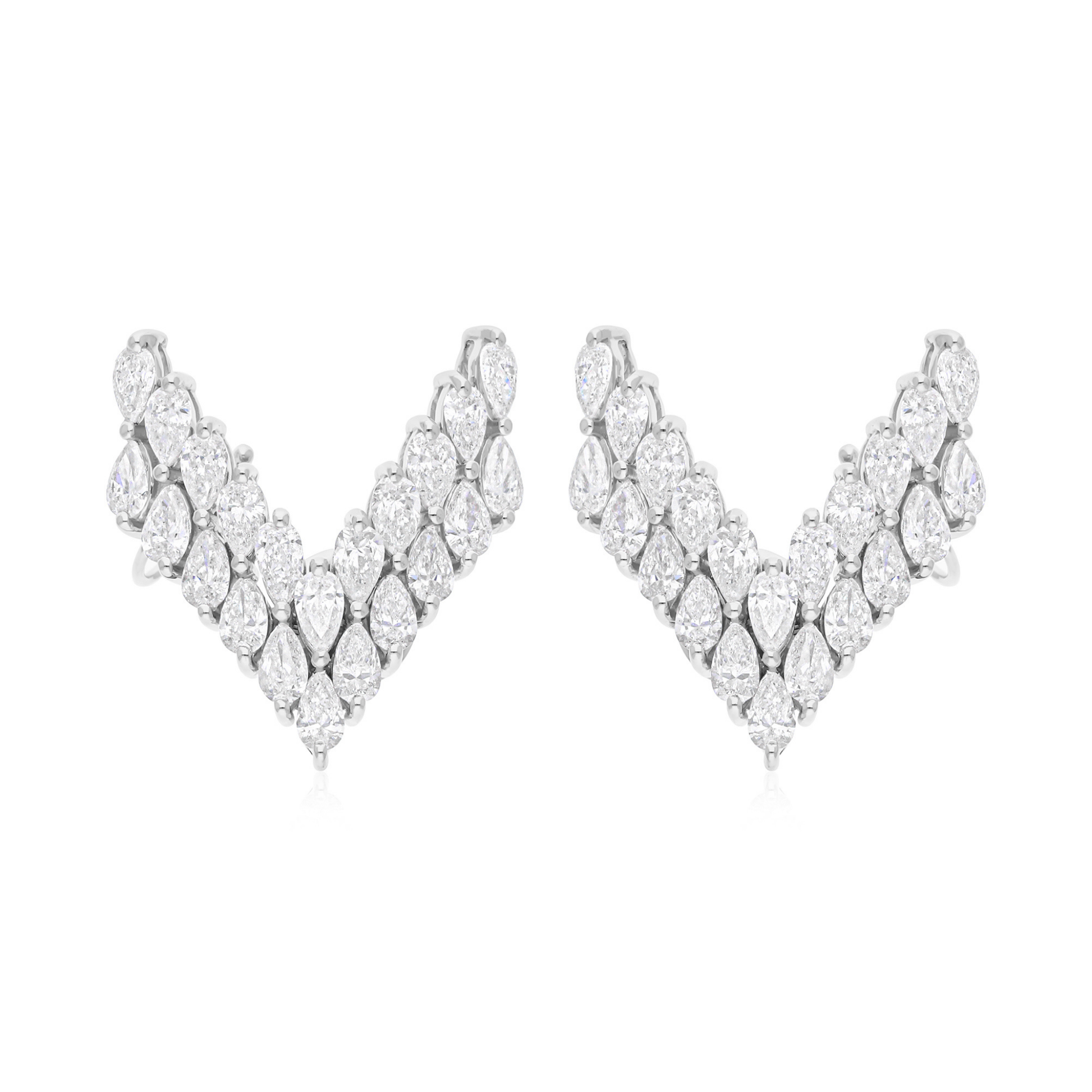 Fine Gold 3.90 Ct Natural H Color SI Clarity Diamond Wings Stud Earrings