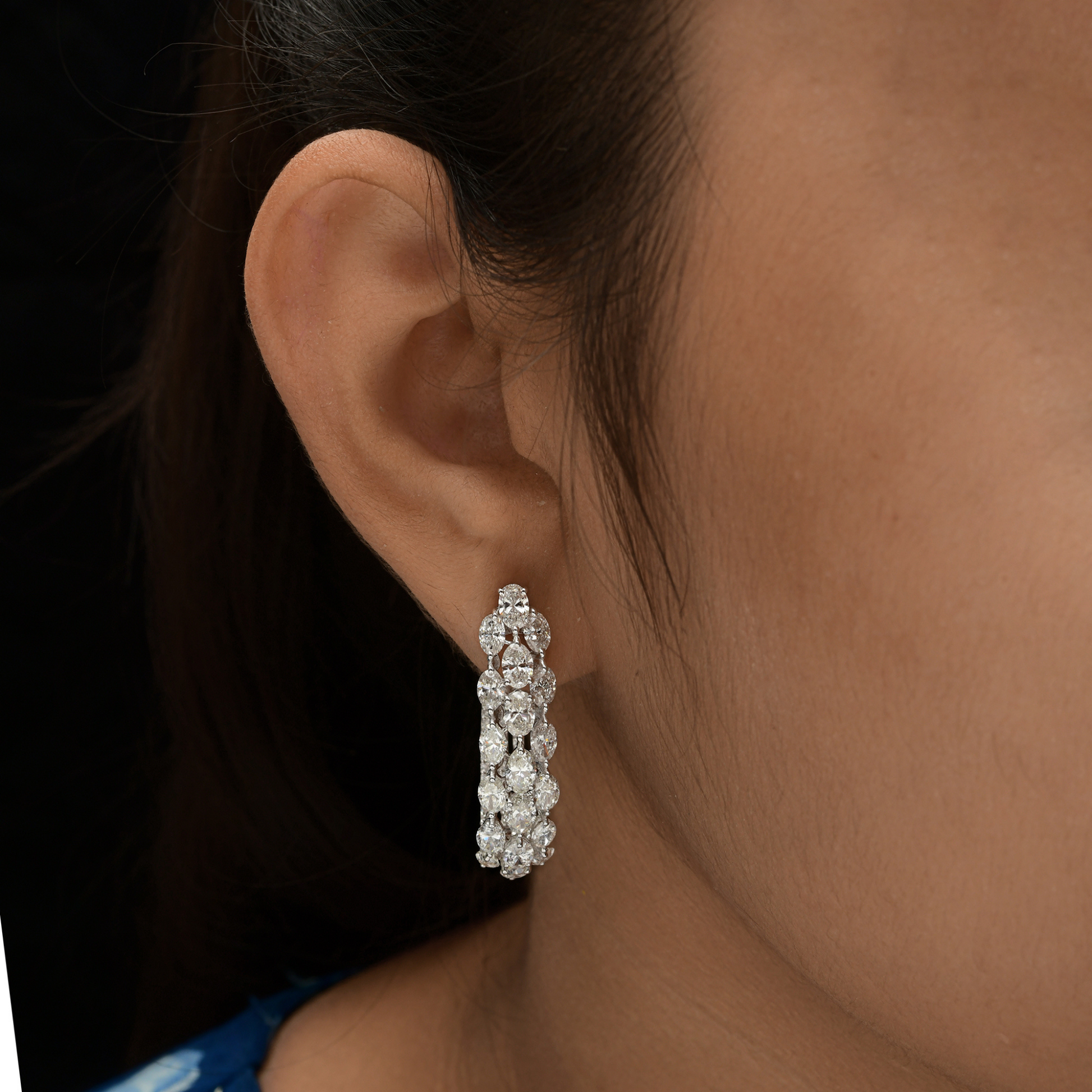 9.10 Carat Natural Diamond Handmade Gold Hoop Earrings