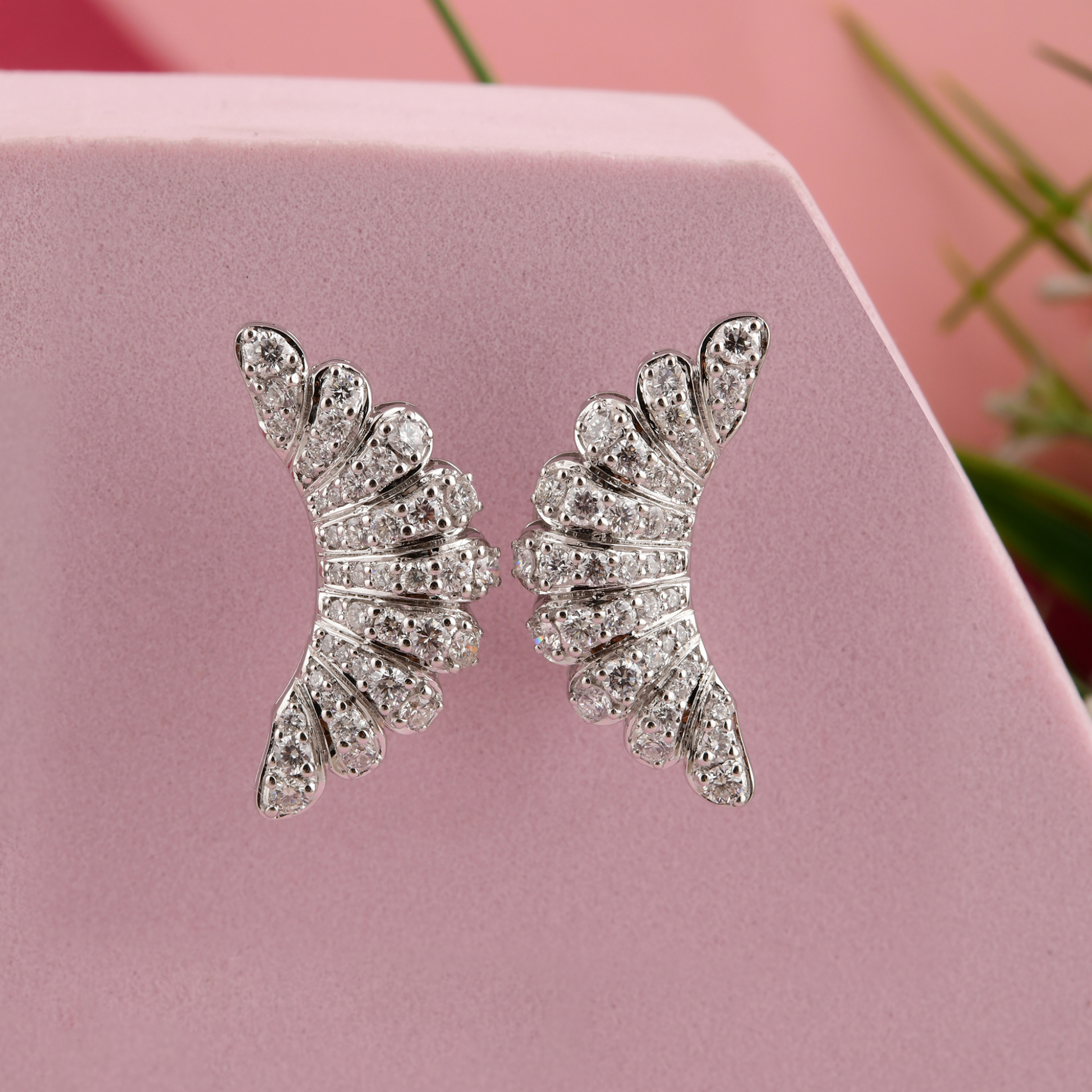 1.80 Carat Natural SI/H Round Diamond Climber Earrings in Solid Gold