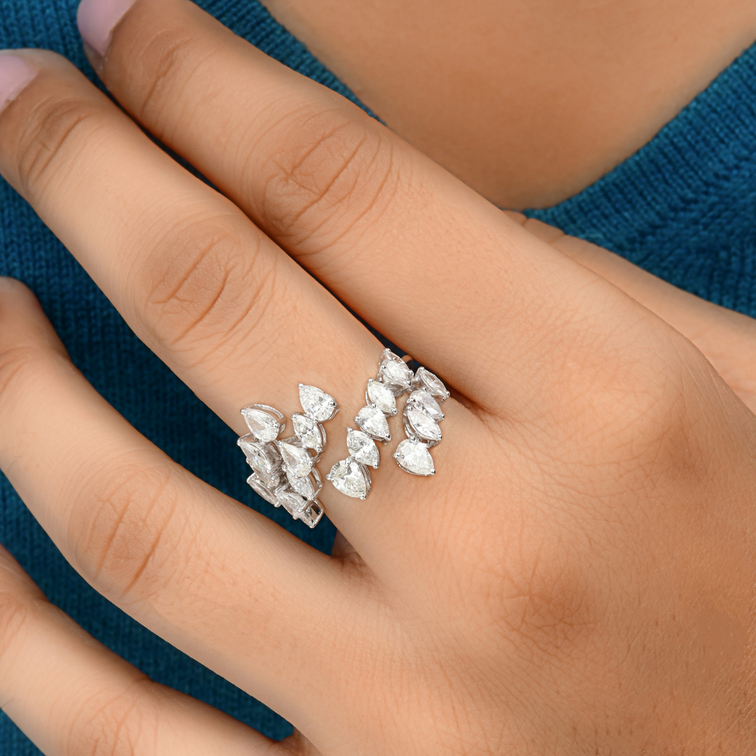 2.25 Ct. Gold Unique Diamond Statement Crossover Proposal Ring