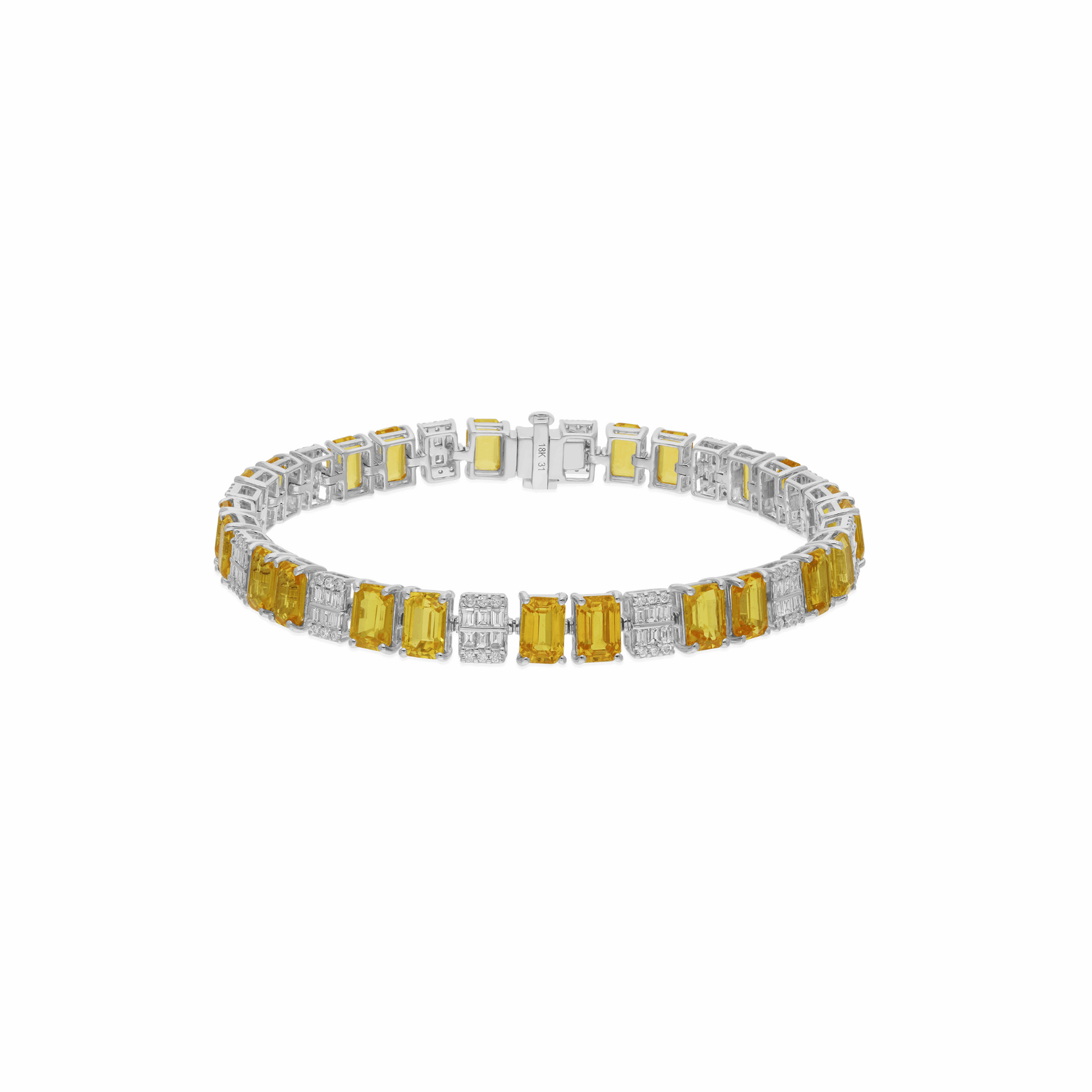 18.10 Tcw Yellow Sapphire & Diamond 18K Gold Tennis Bracelet