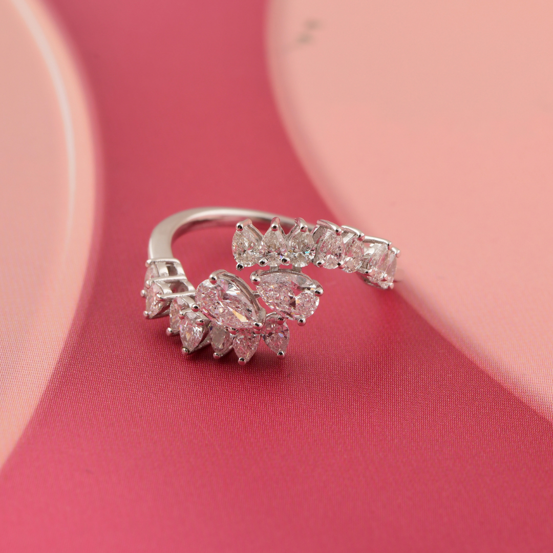 1.17 Ct. Statement Pear Shape Diamond Bypass Stacking Diamond Ring