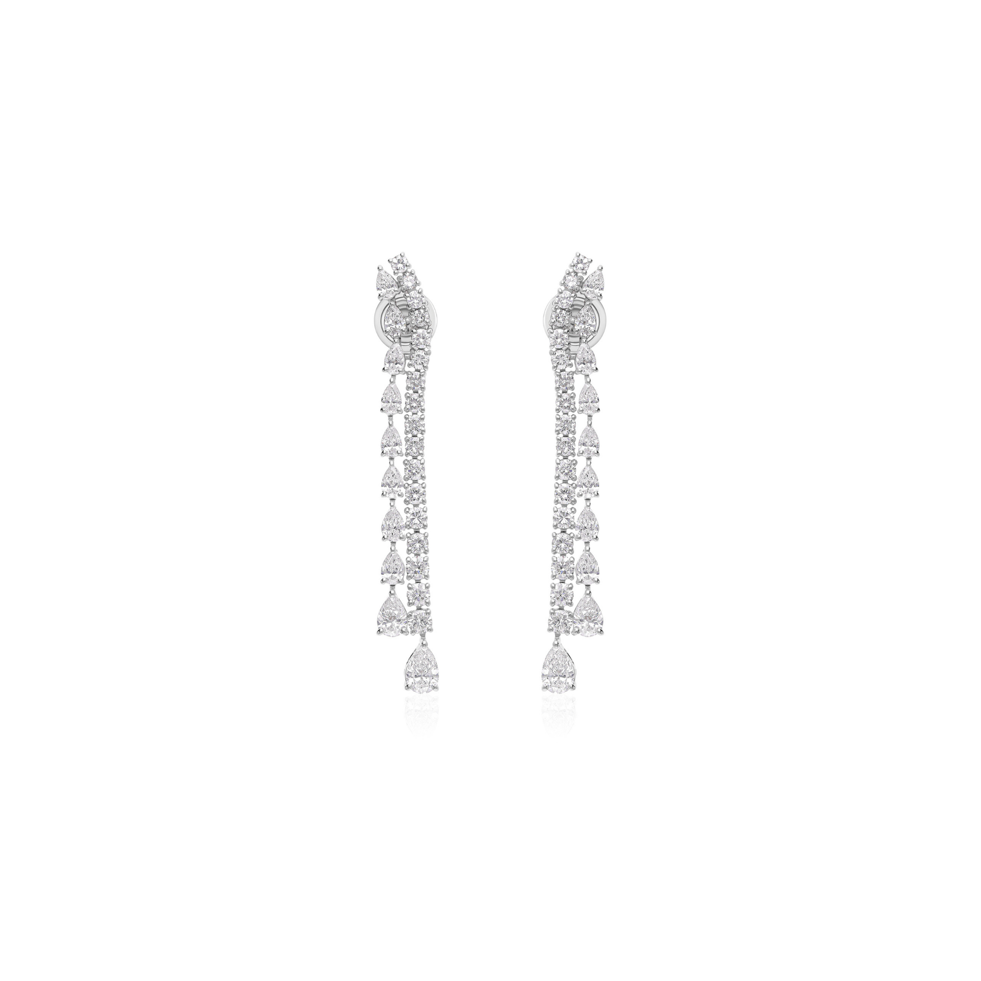 18k Gold Luxury Statement Earrings 3.75 Ct. Dual Strand Diamond Drops