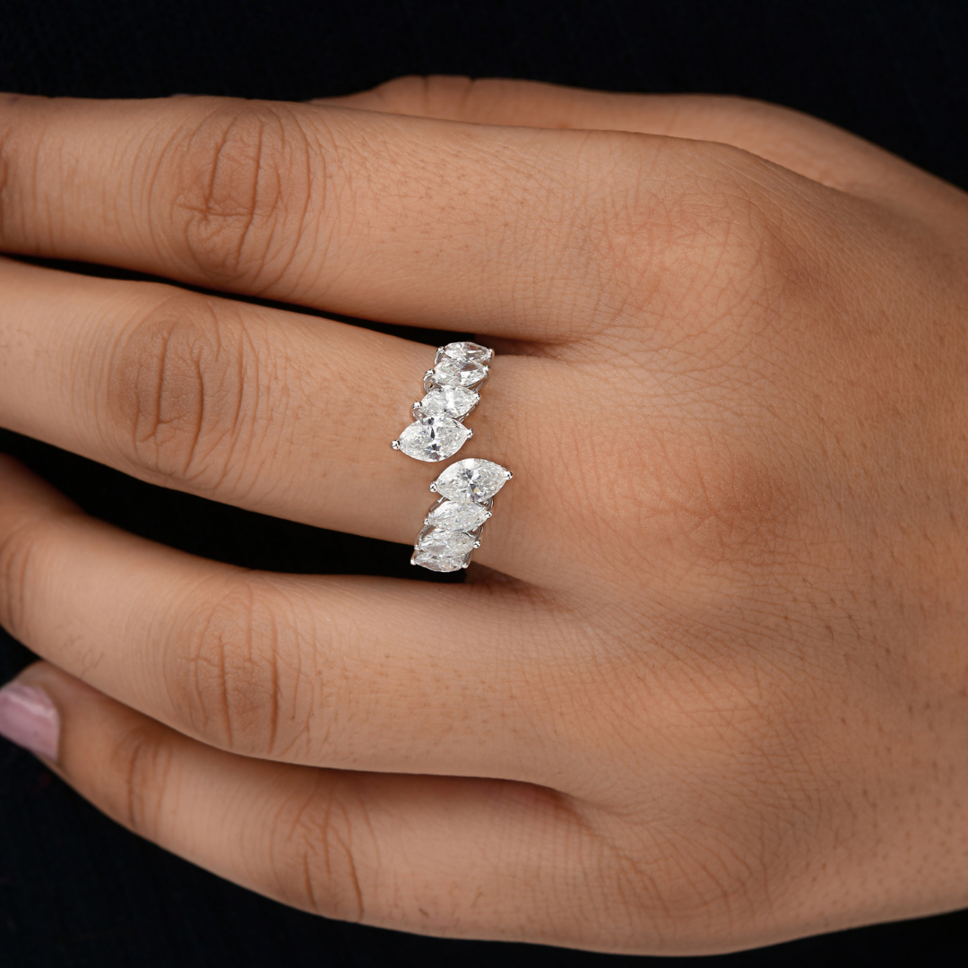 1.78Ct. Unique Marquise Cut Diamond Statement Open Gold Cuff Ring