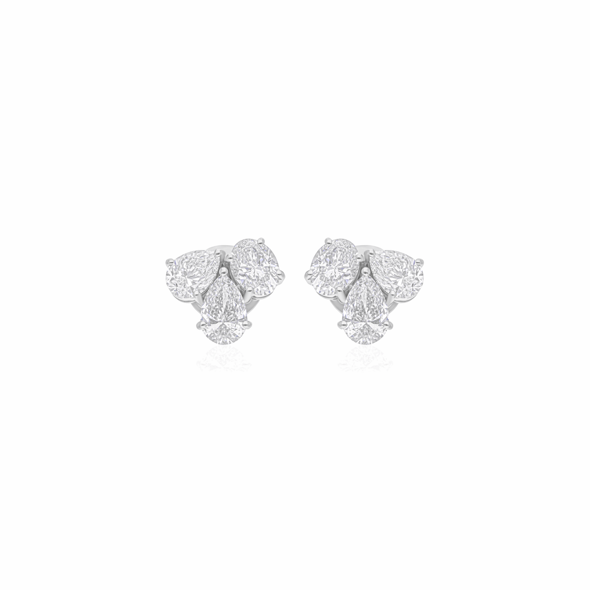 SI/H Clarity 2.41 Ct Natural Diamond Trio Stud Earrings in 18k Gold
