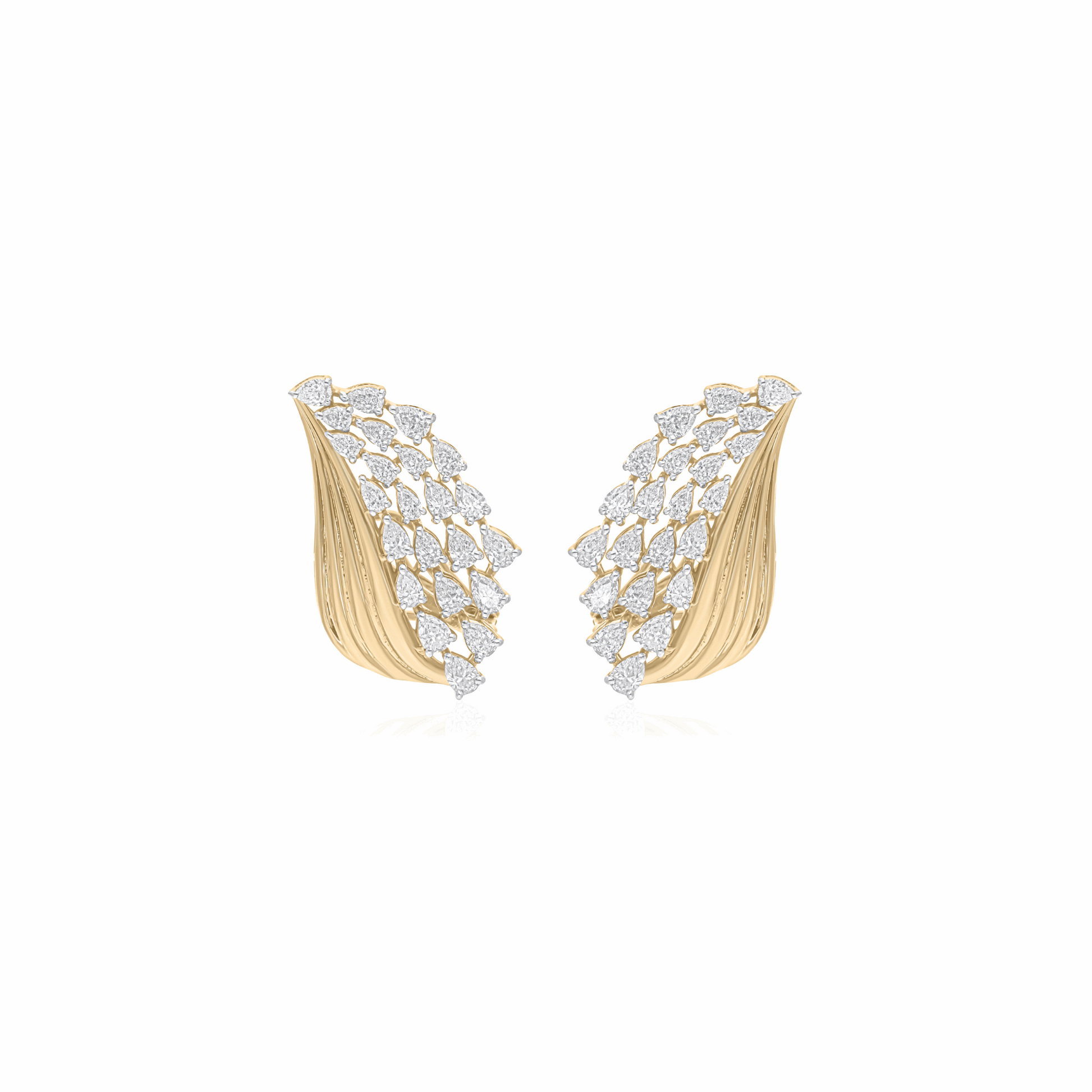 Nature Inspired 1.90 Ct Natural Pear Diamond Cluster Stud Earrings 18k Gold