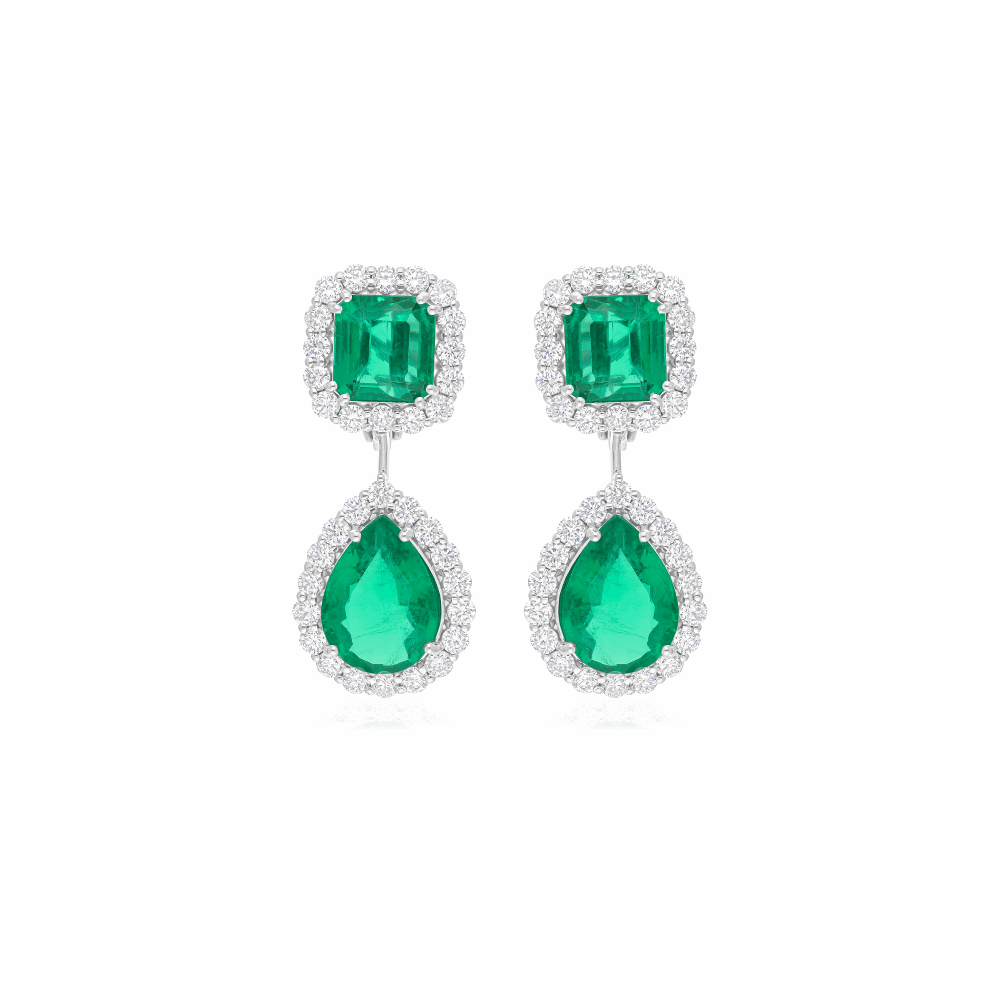 14.16 Tcw Natural Zambian Emerald H/SI Diamond Dangle Earrings 18k Gold