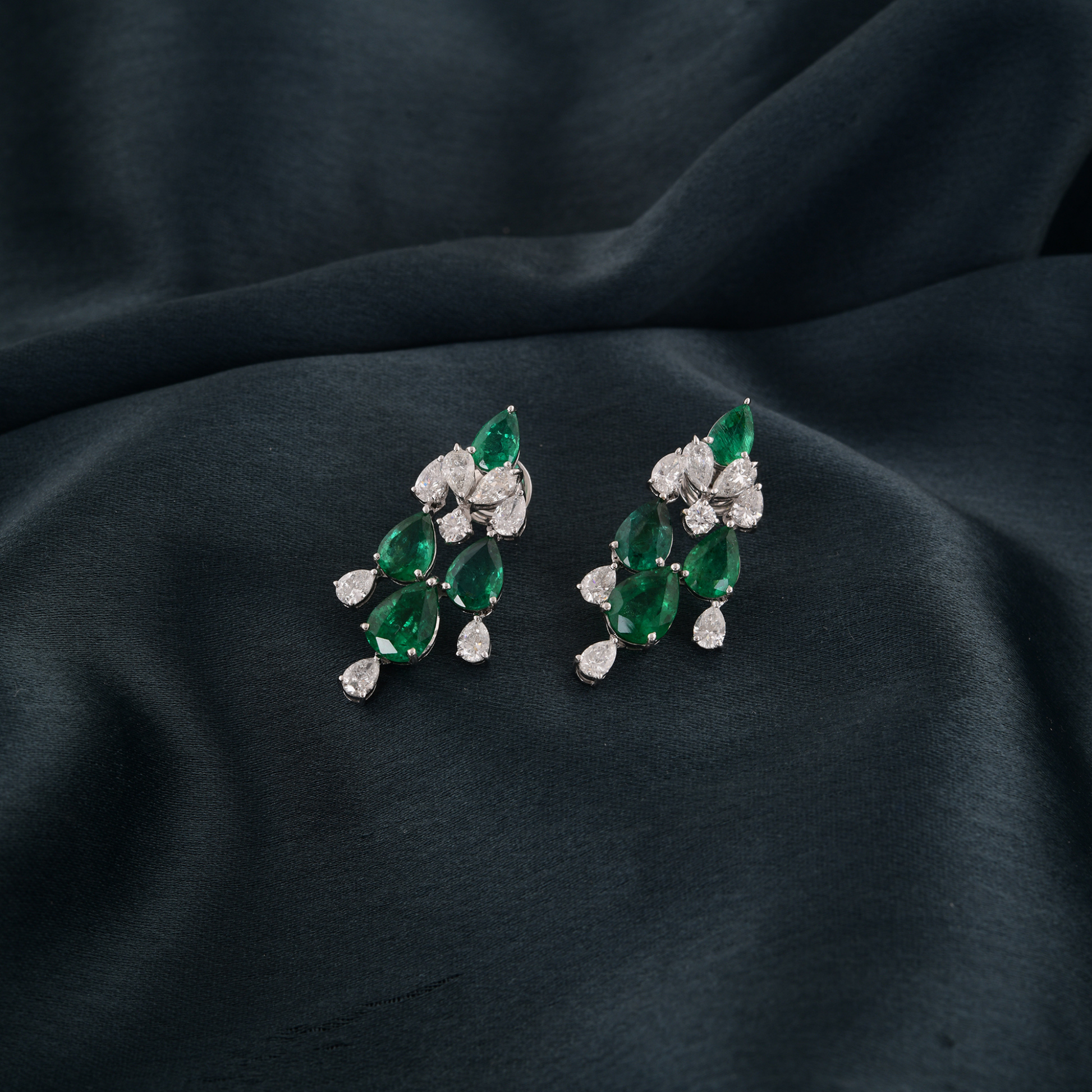 Natural Brilliant Cut Zambian Emerald Diamond Gold Earrings 7.13 Tcw