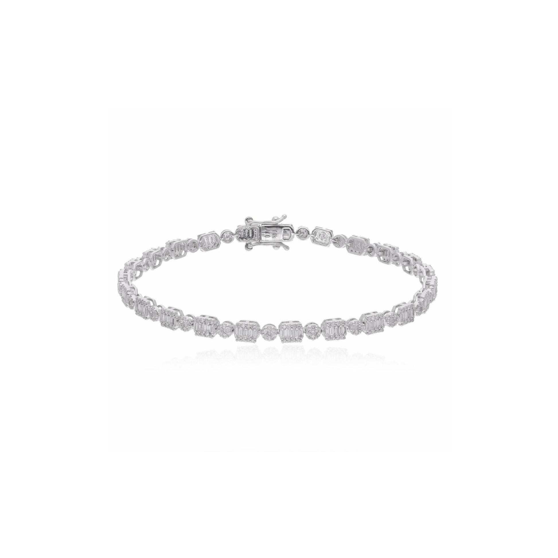 2.09 Carat Multi Shape Diamond Tennis Gold Wedding Bracelet