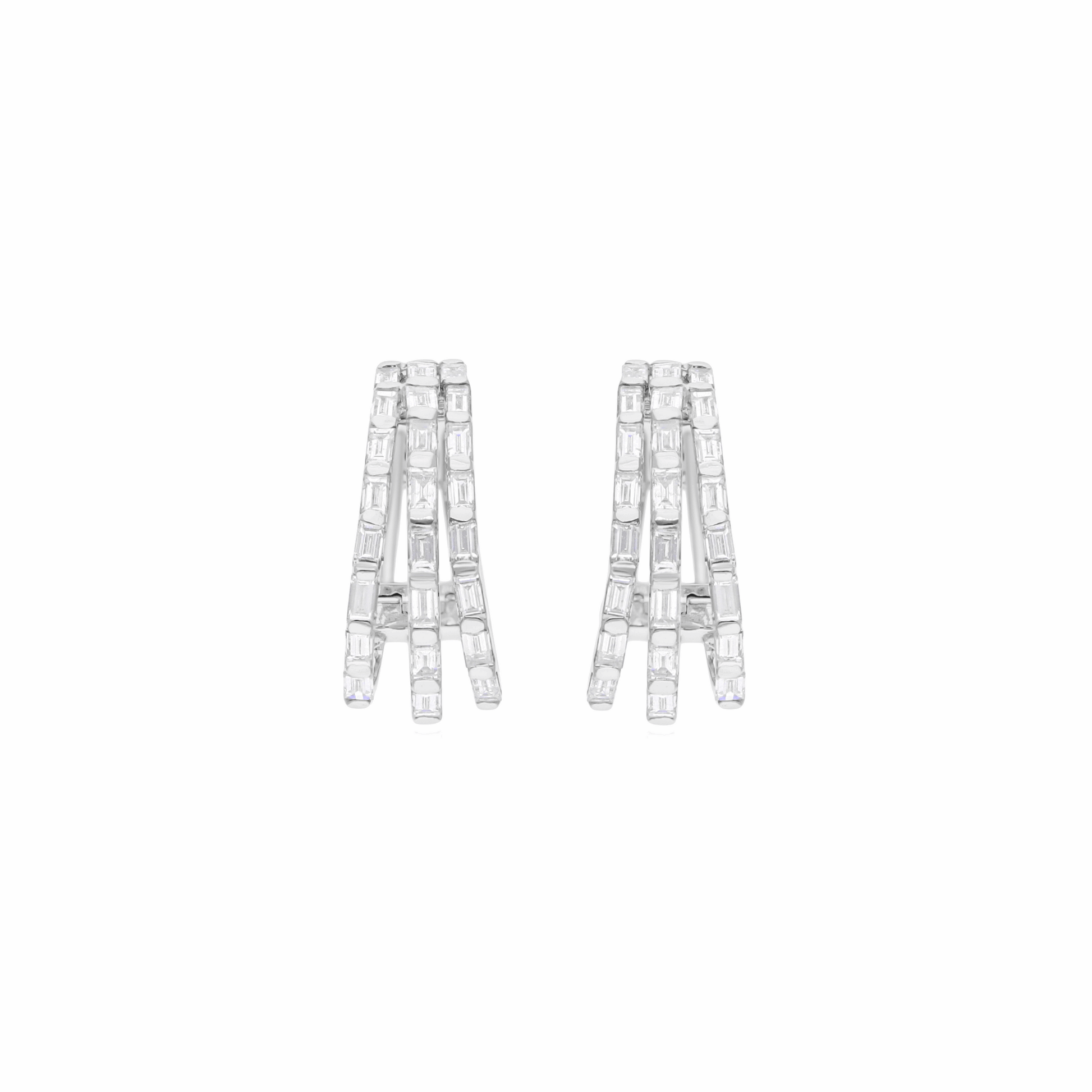 0.82 Ct Natural SI/H Baguette Diamond Huggie Earrings Gift 18k Fine Gold