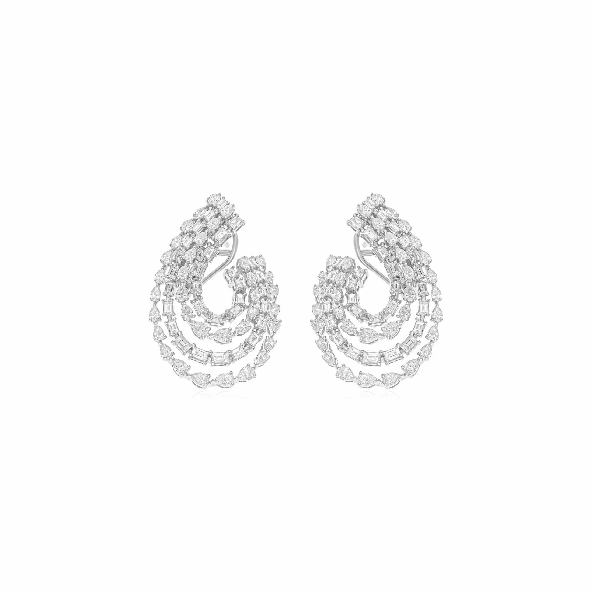 3.35 Ct Natural SI/H Pear Baguette Diamond Earrings Solid Gold Wedding Jewelry