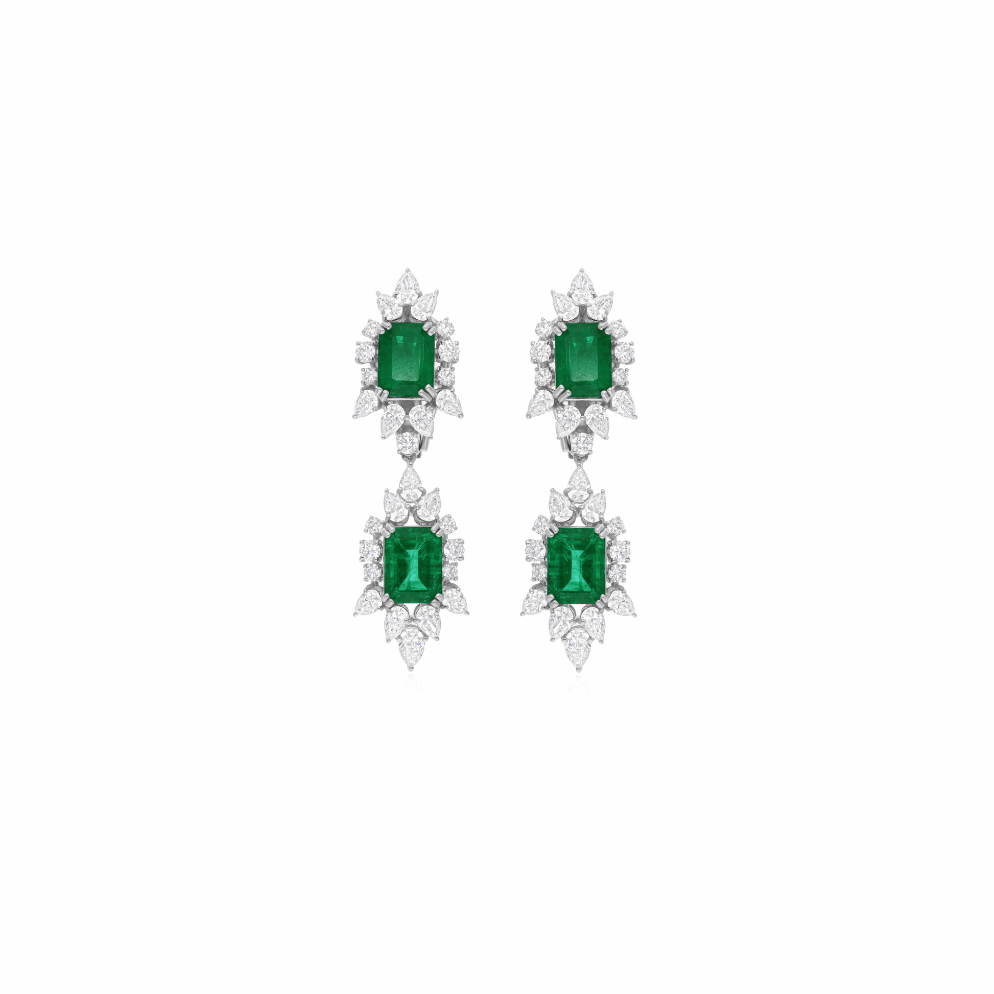 9.30 Tcw Zambian Emerald Natural H/SI Diamond 18k Gold Dangle Earrings