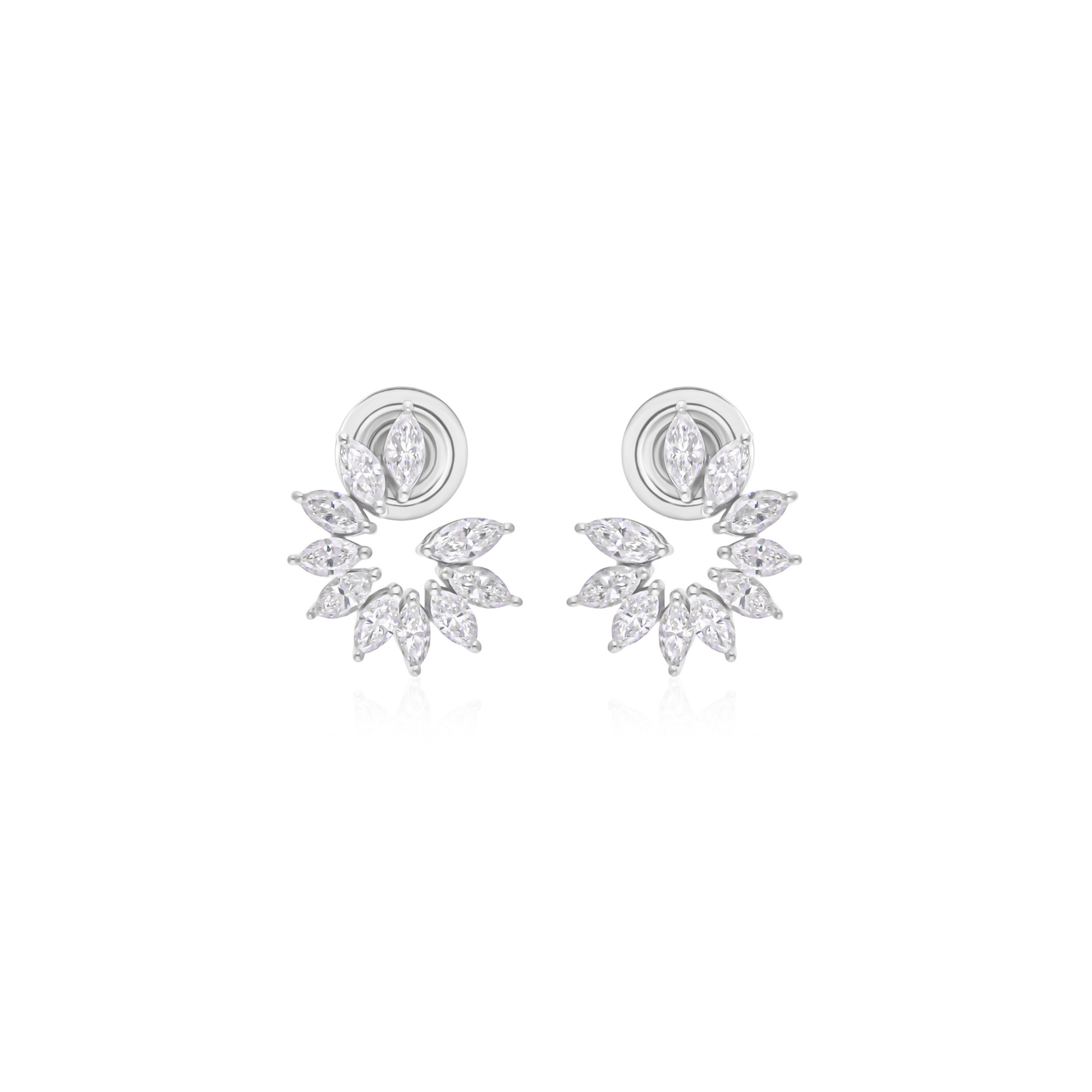 Fine Gold Marquise Cut 1.21 Carat Natural HI/SI Diamond Party Stud Earrings