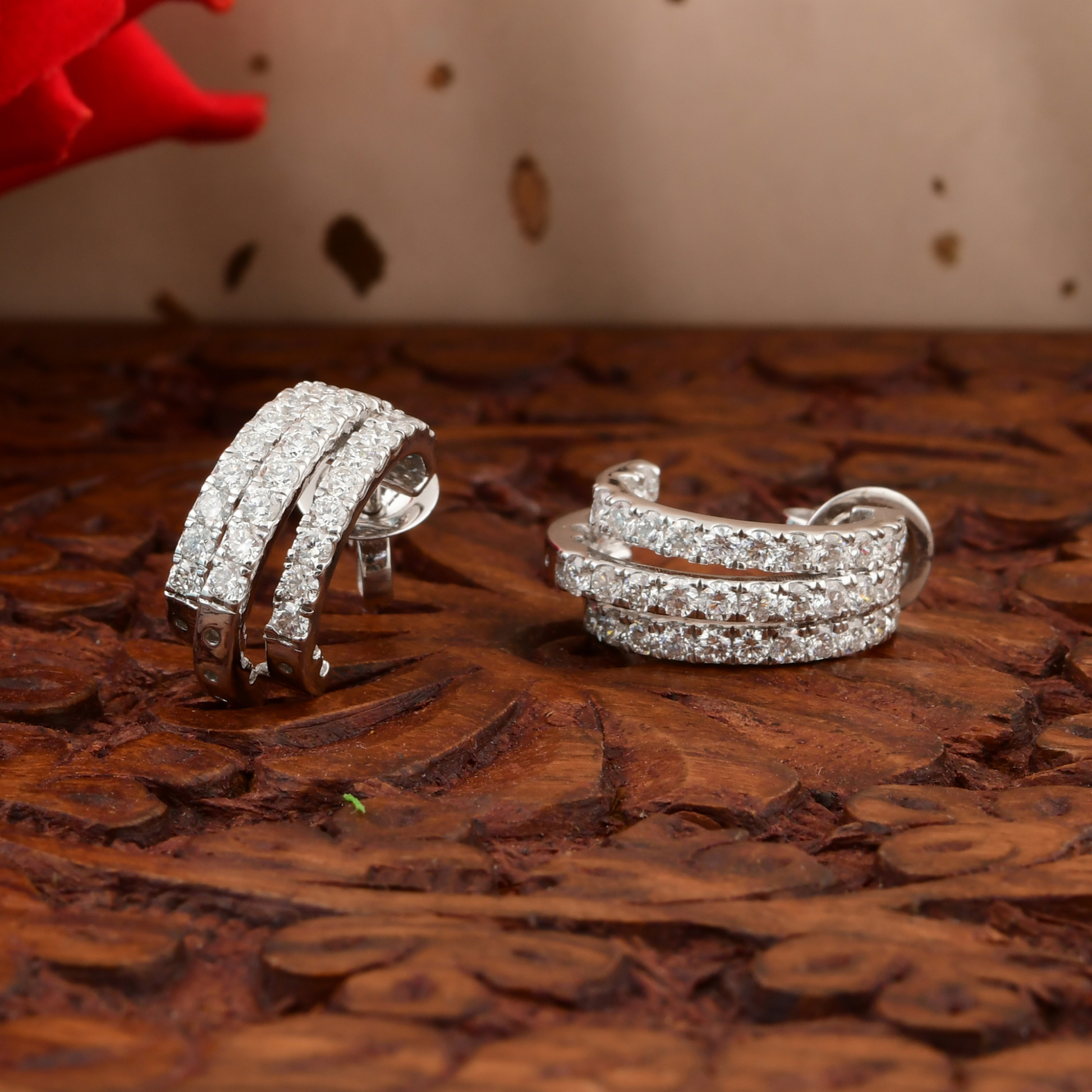 2.00 Carat Real SI/H Round Diamond Gold Earrings Women Gift Jewelry