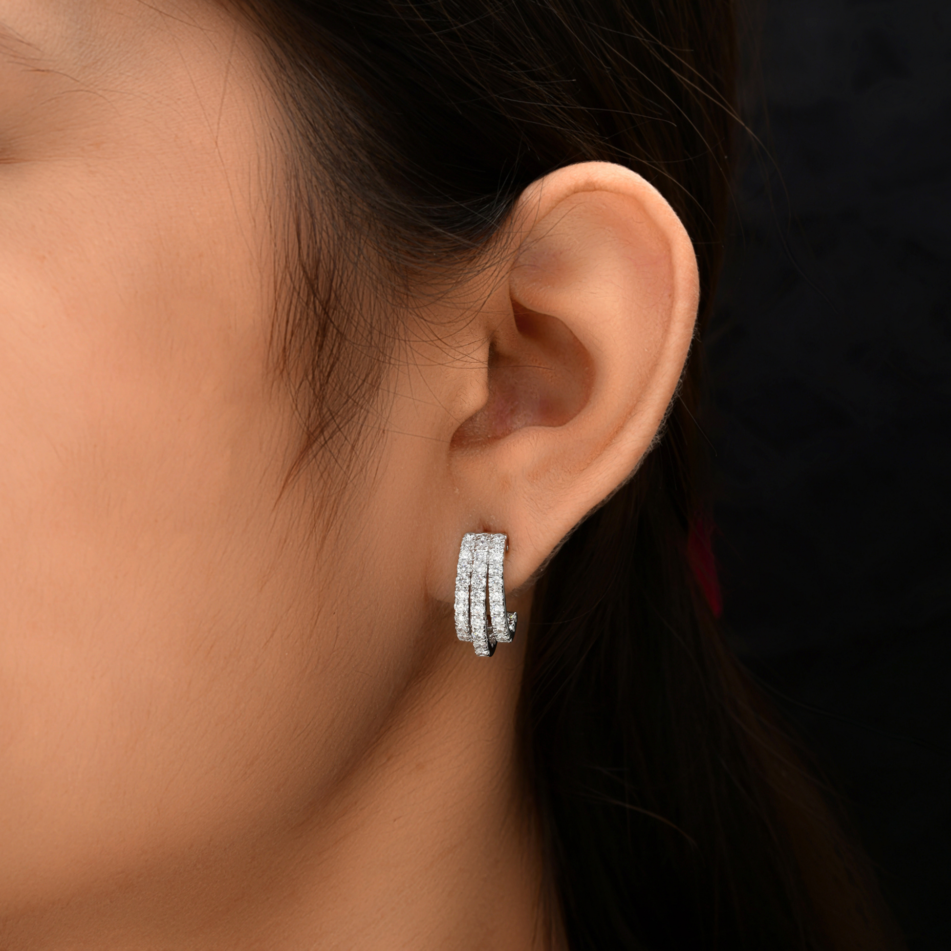 2.00 Carat Real SI/H Round Diamond Gold Earrings Women Gift Jewelry