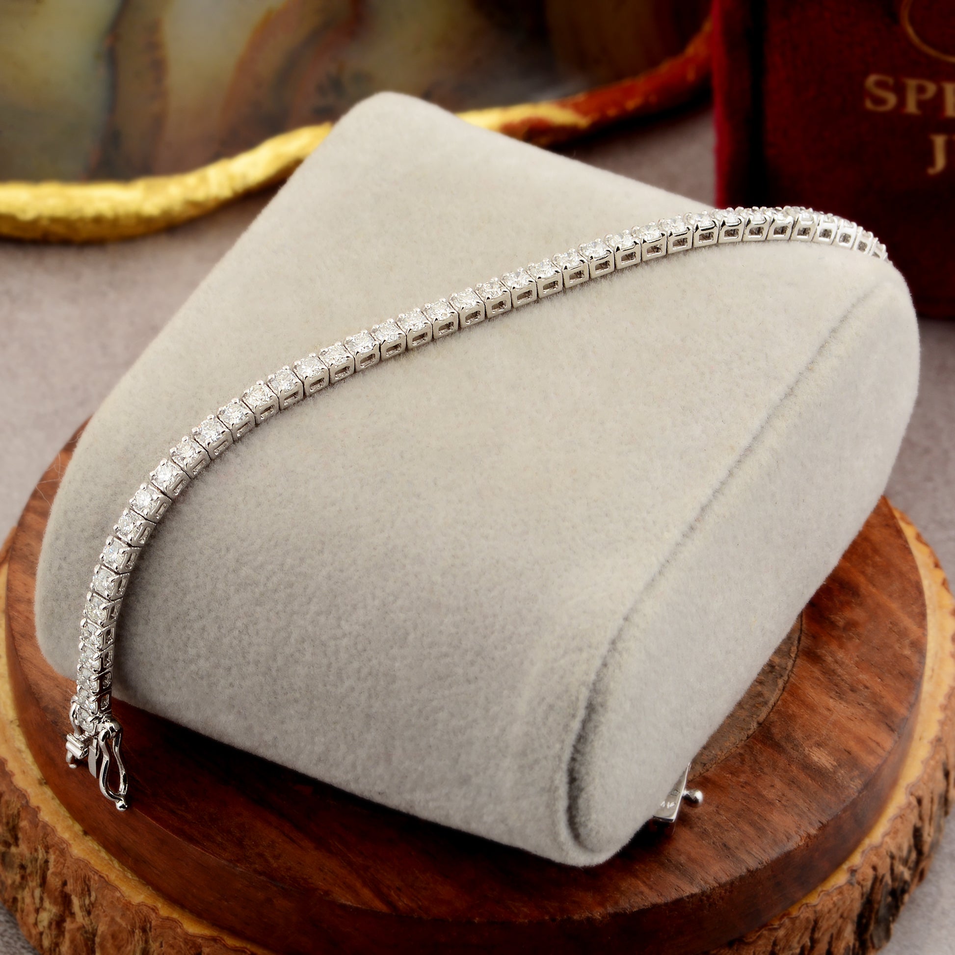 Delicate Fine Gold 5.50 Carat Natural Diamond Tennis Bracelet