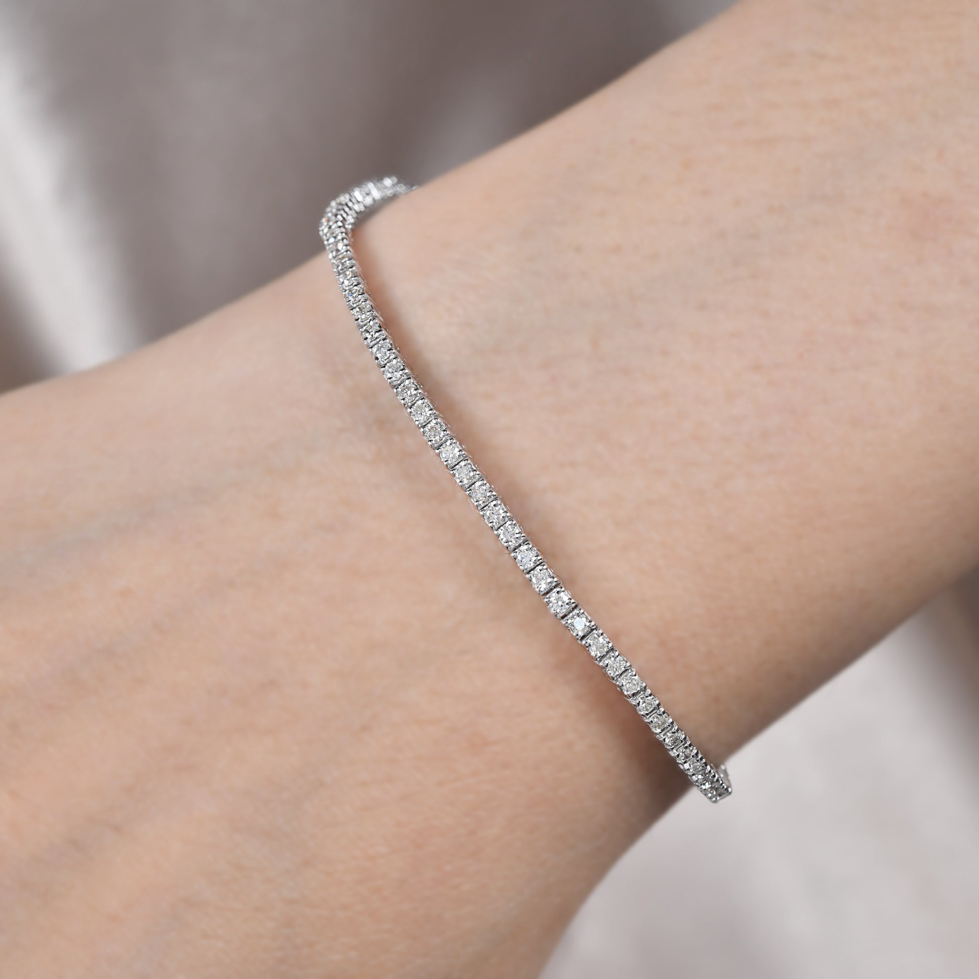 Delicate Fine Gold 5.50 Carat Natural Diamond Tennis Bracelet