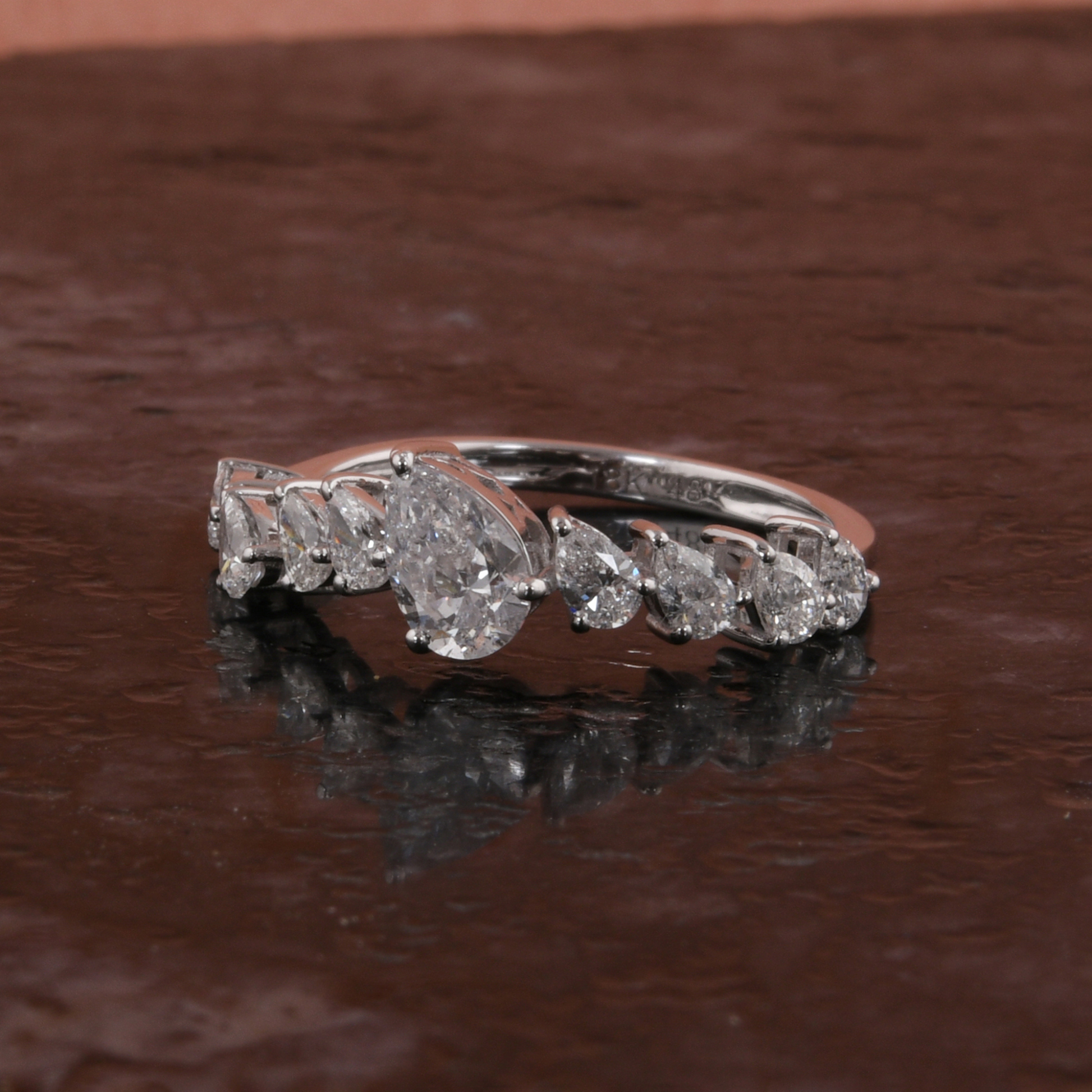 Eternity 1.18 Carat Natural Pear Shaped Diamond Wedding Band Ring