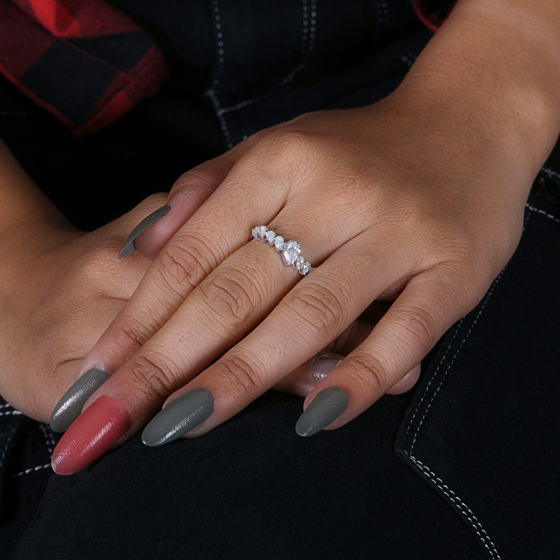 Eternity 1.18 Carat Natural Pear Shaped Diamond Wedding Band Ring