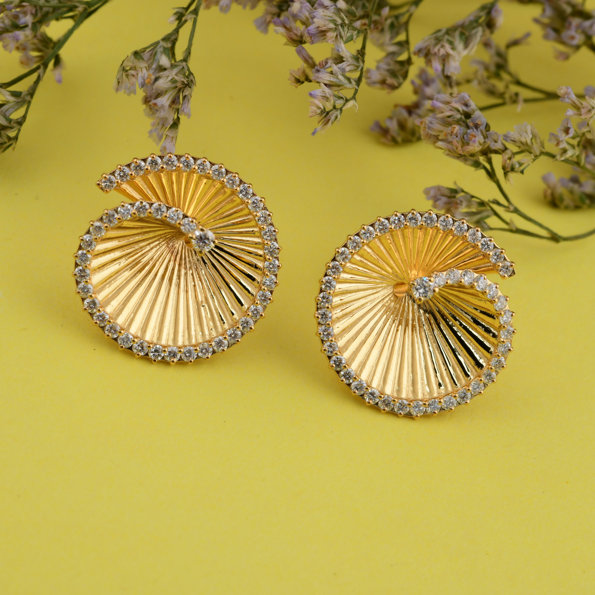 1.12 Carat Natural SI Clarity HI Color Round Diamond Charm Gold Earrings