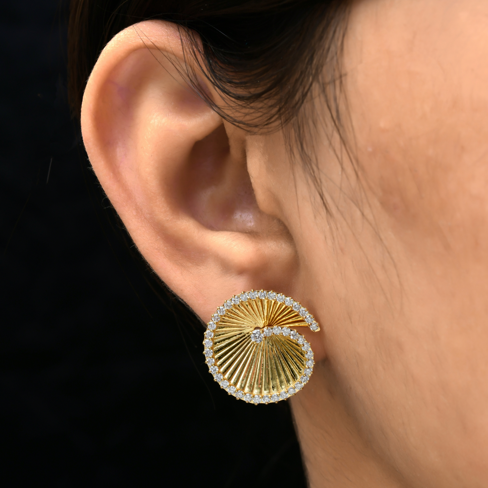 1.12 Carat Natural SI Clarity HI Color Round Diamond Charm Gold Earrings