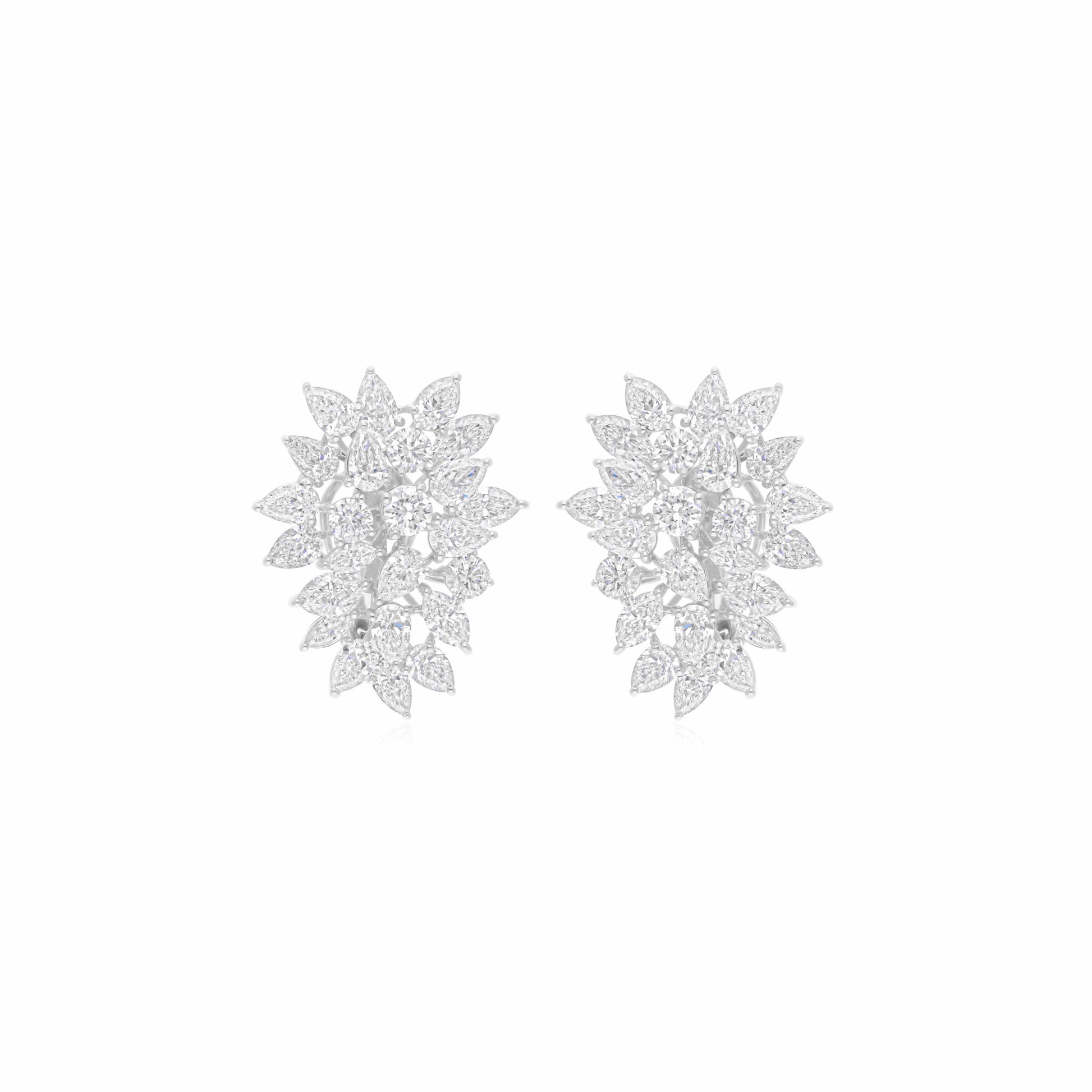 18K Gold 10.20 Ct Natural H/SI Marquise Diamond Cluster Stud Earrings