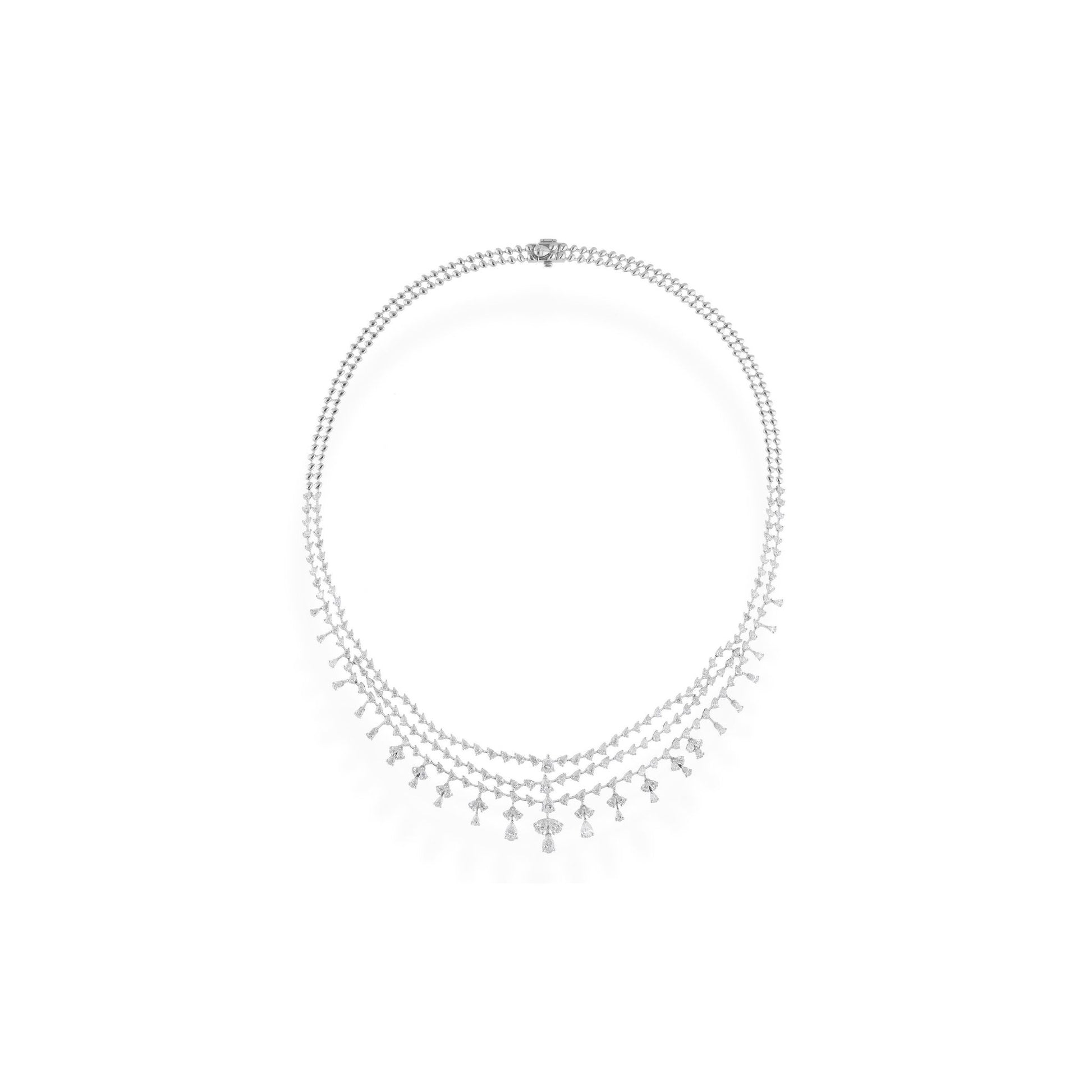 9.42 Carat Fine Gold Pear Shaped Diamond Layered Charm Bridesmaid Necklace