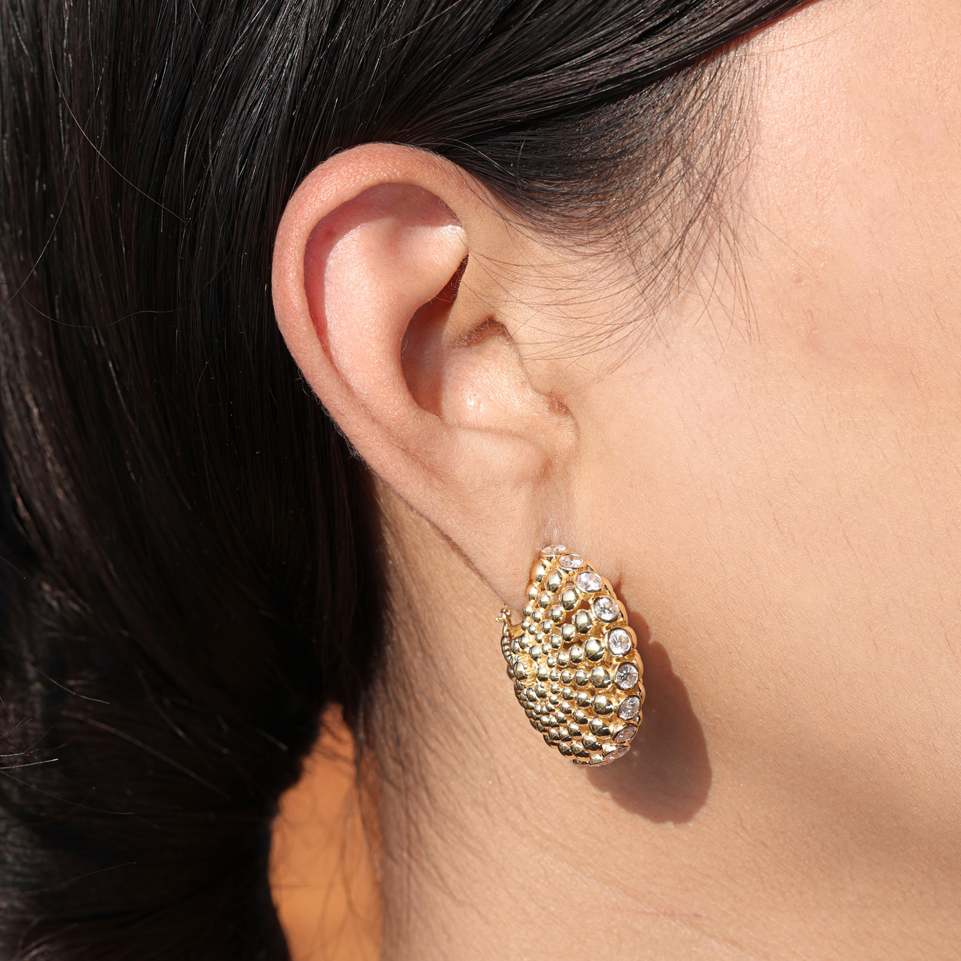 4.03 Carat Natural SI Clarity HI Color Round Diamond Fine Gold Earrings