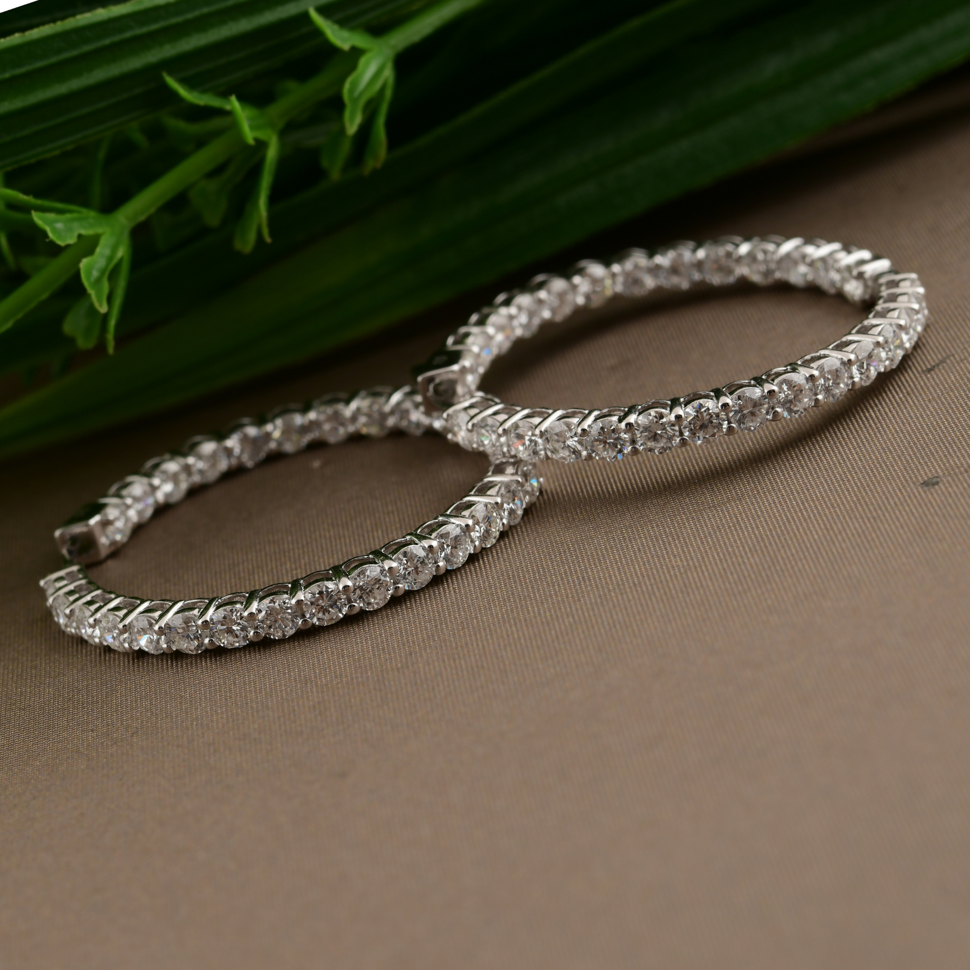 Certified Fine Gold Prong Set Round Diamond Hoop Earrings