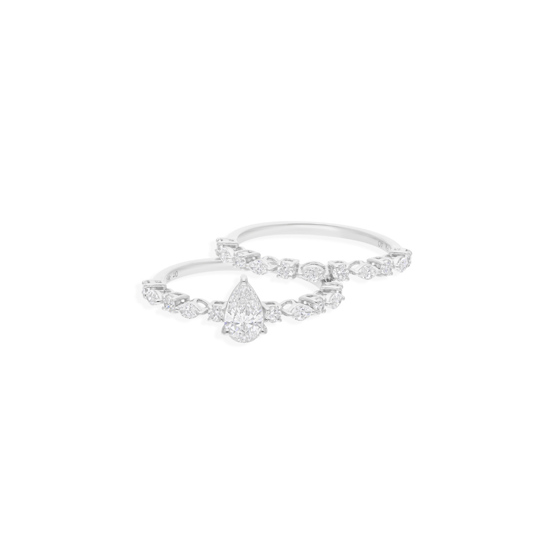 Delicate Gold 1.17Ct. Diamond Stacking Eternity Wedding Band Ring Set