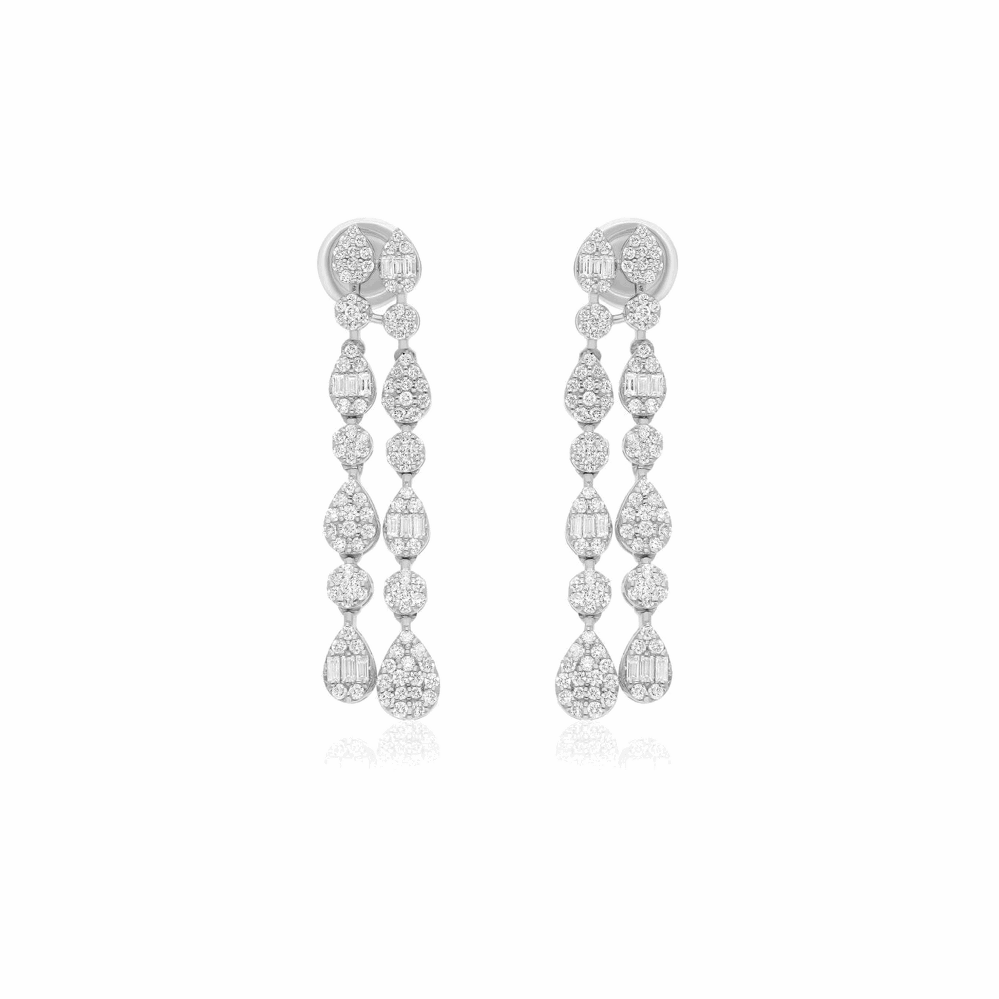 1.45 Ct. Certified Pave Diamond Drop Earrings 18K Gold Wedding Earrings