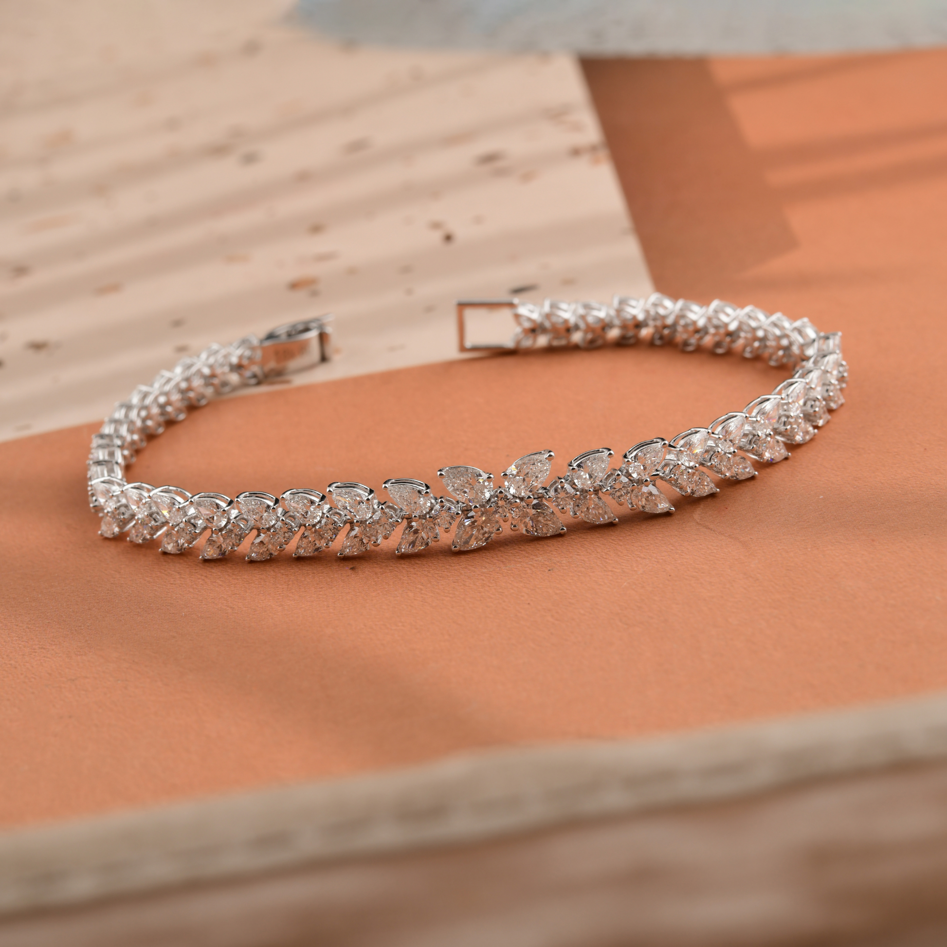 7.28 Carat Natural Diamond Gold Flora Marquise Bracelet