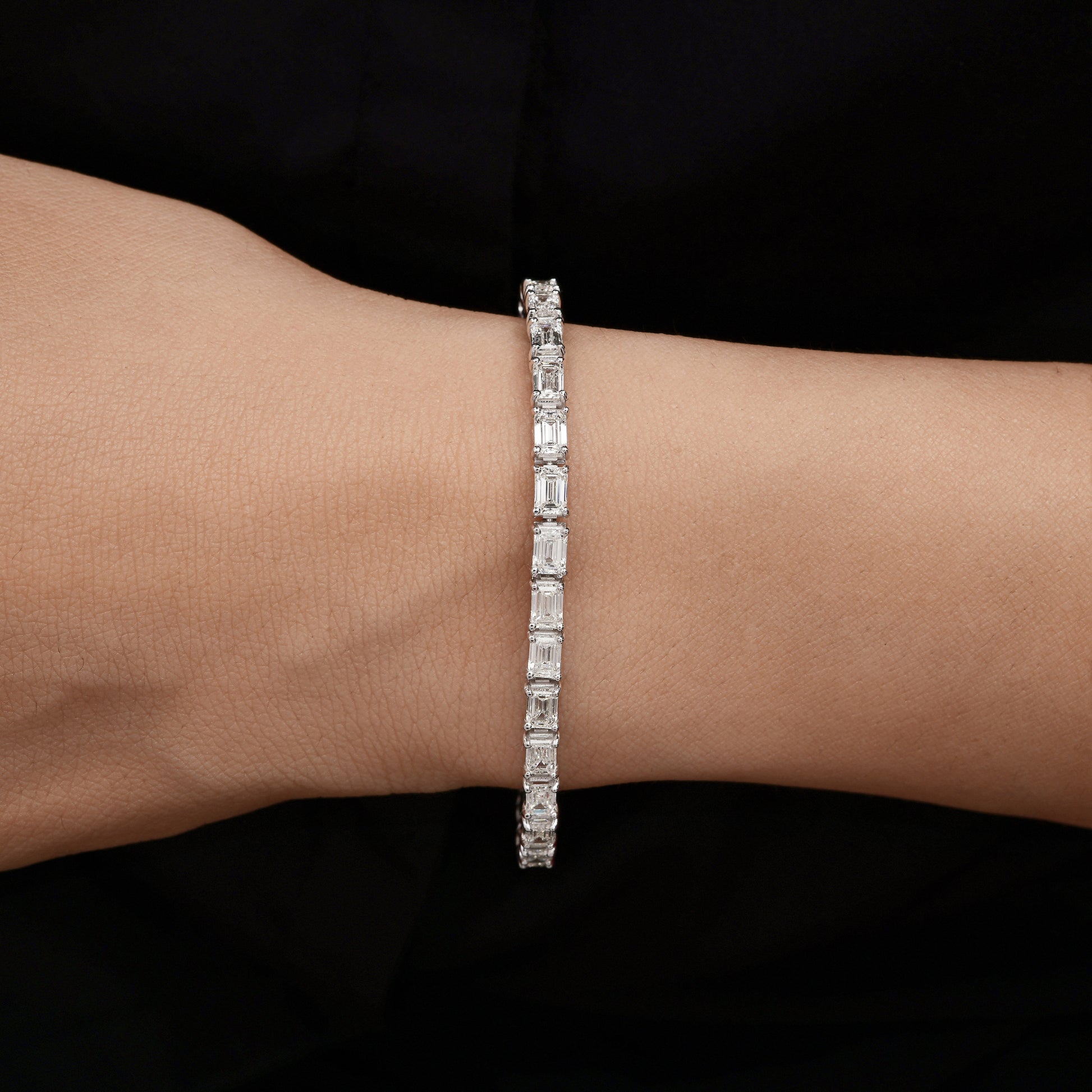 9.91 Carat Natural Octagon Cut Diamond Tennis Bracelet in Solid Gold