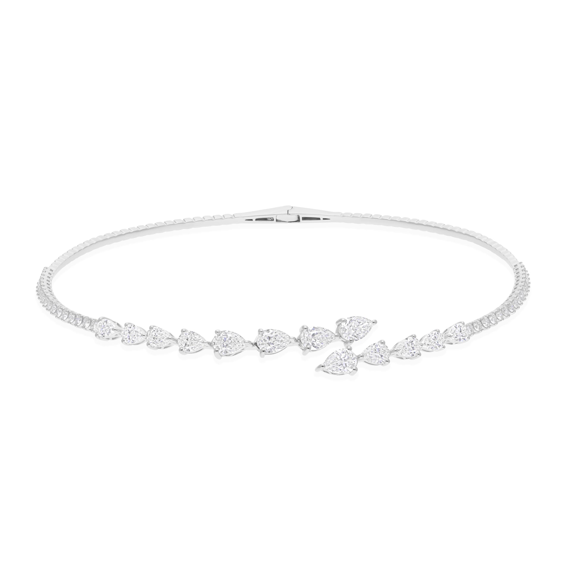 Exquisite Natural Diamond Choker Necklace with Pear Round Shaped Stones