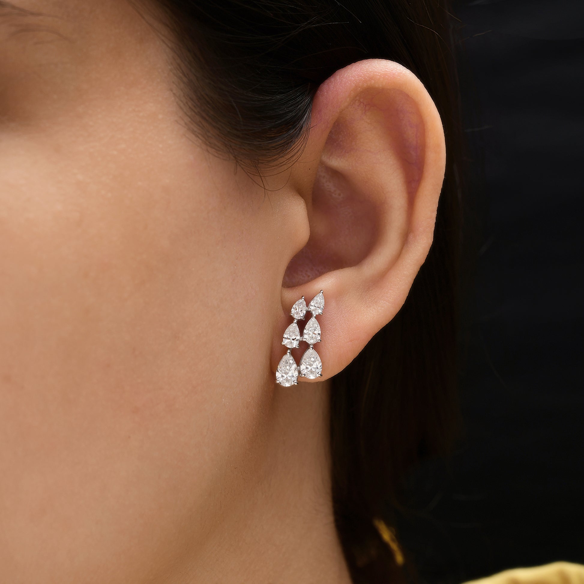 Natural Diamond Pear Cut Stud Earrings in Prong Setting