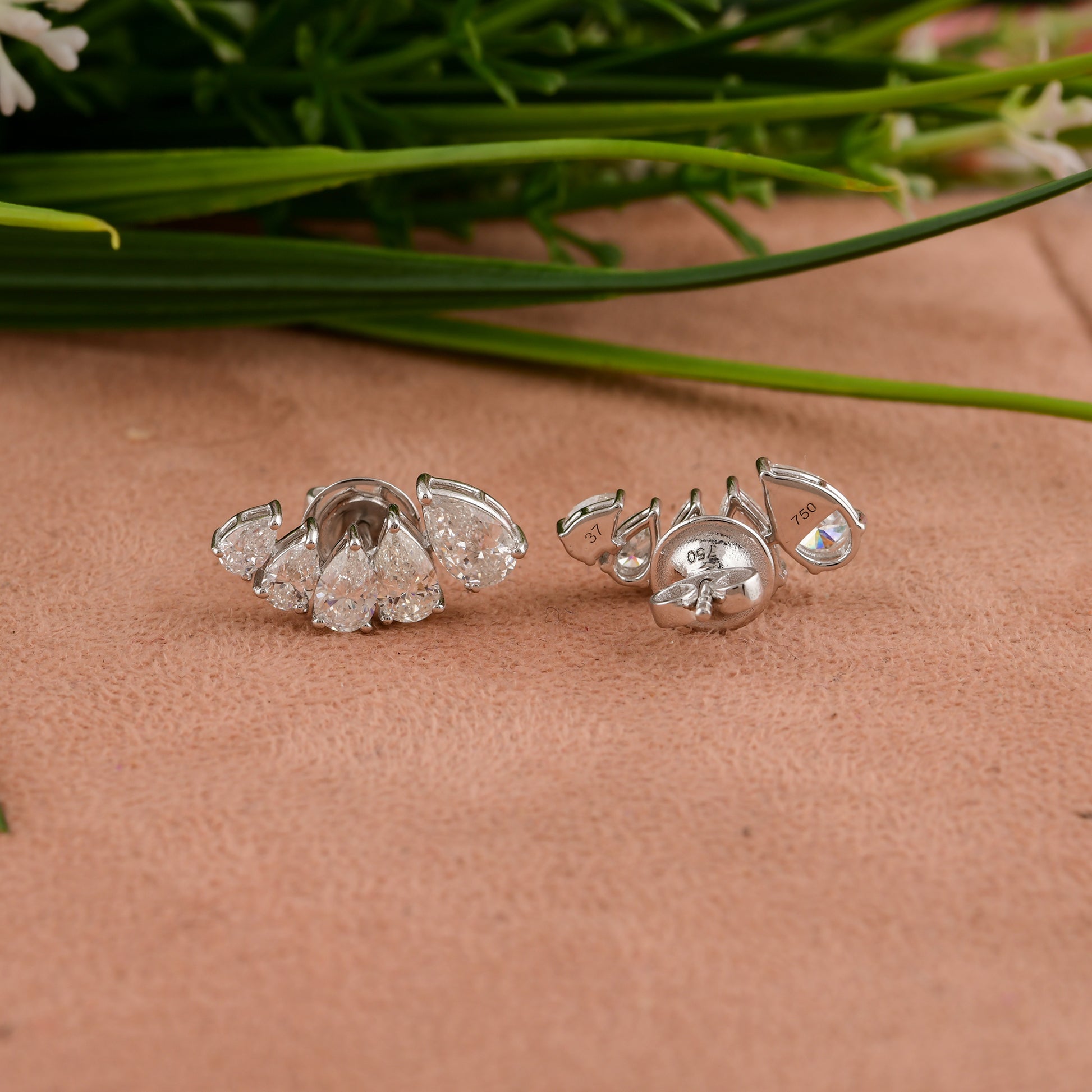 Pear Shape Natural Diamond Ear Climbers Earrings