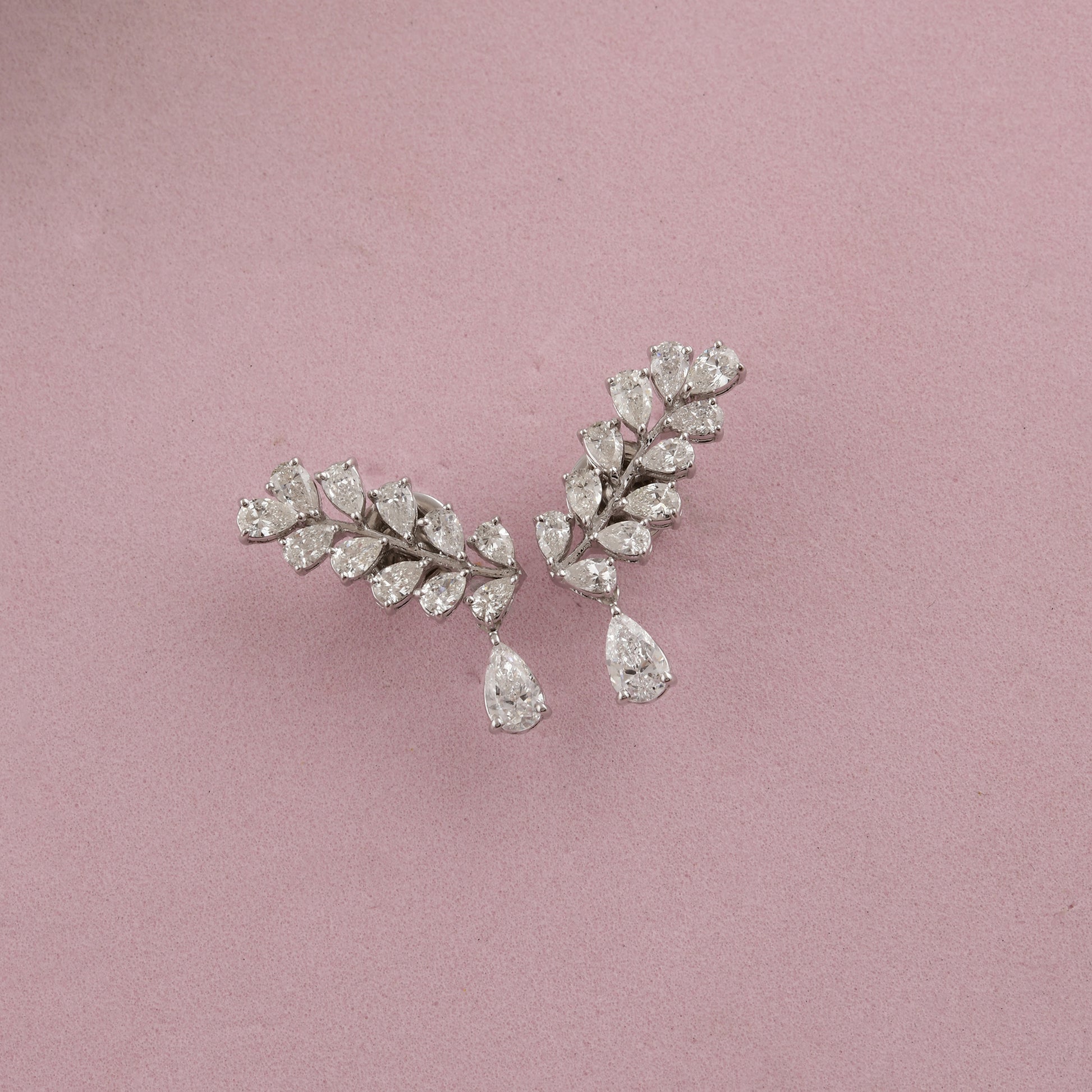 Genuine Pear Cut Natural Diamond Teardrop Gold Earrings