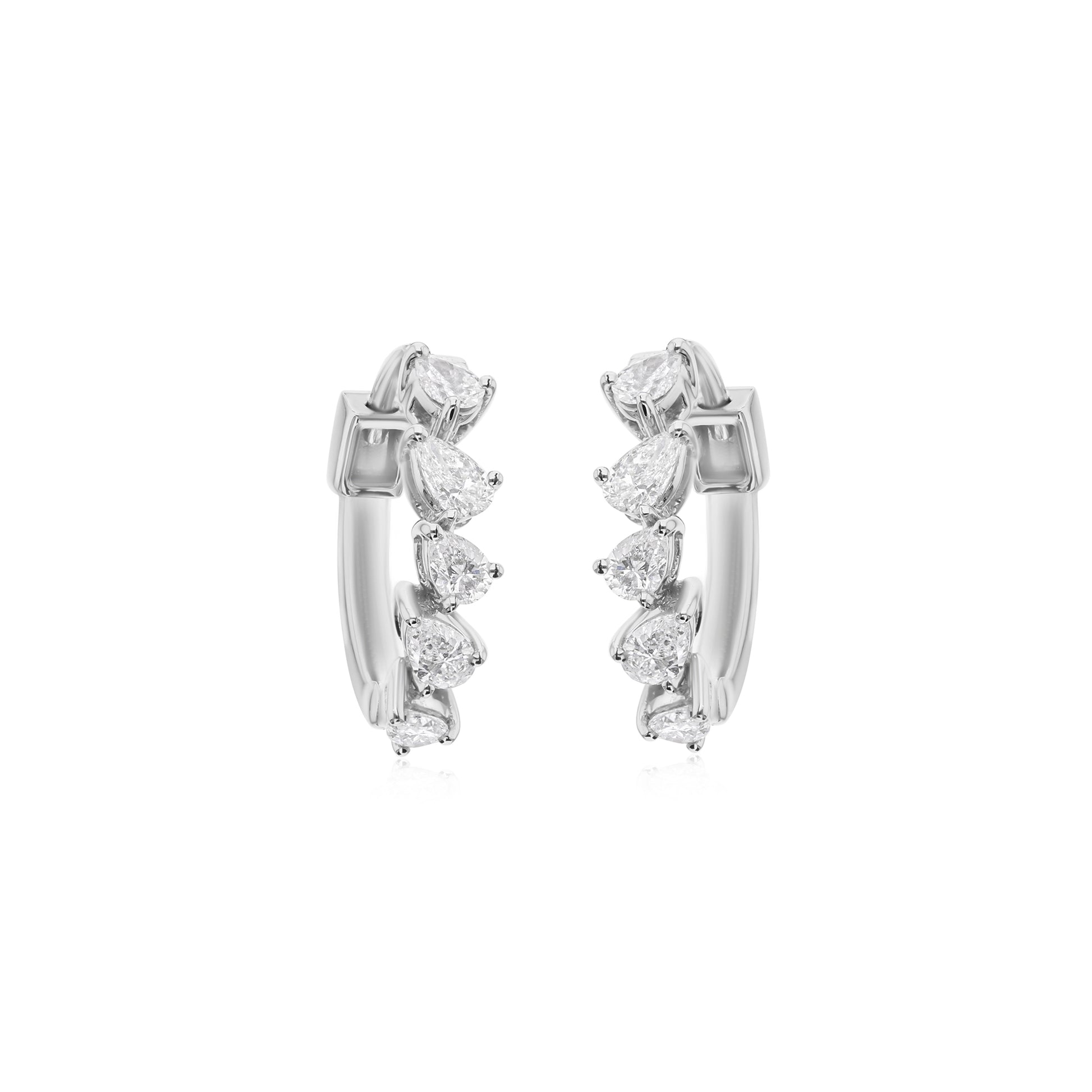 0.48Ct Timeless Pear-Shaped Diamond Huggies Hoop Lever Back Earrings