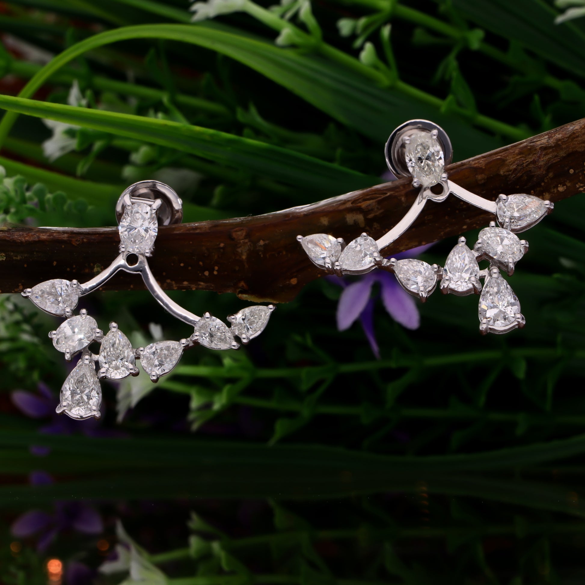 4.65 Ct. Oval and Marquise Cut Diamond Gold Jacket Earrings