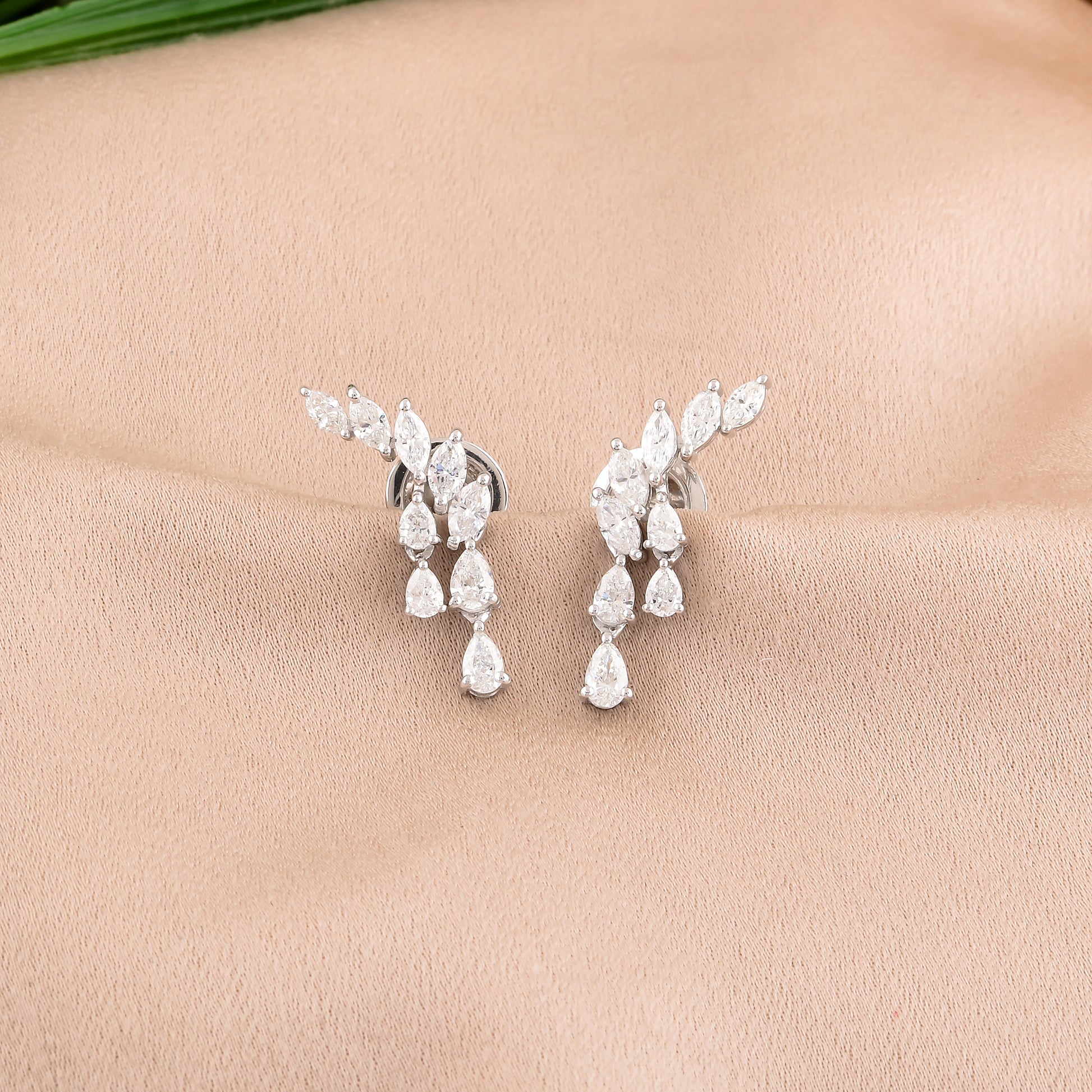 1.20 Ct SI/HI Pear Marquise Cut Diamond Stud Earrings