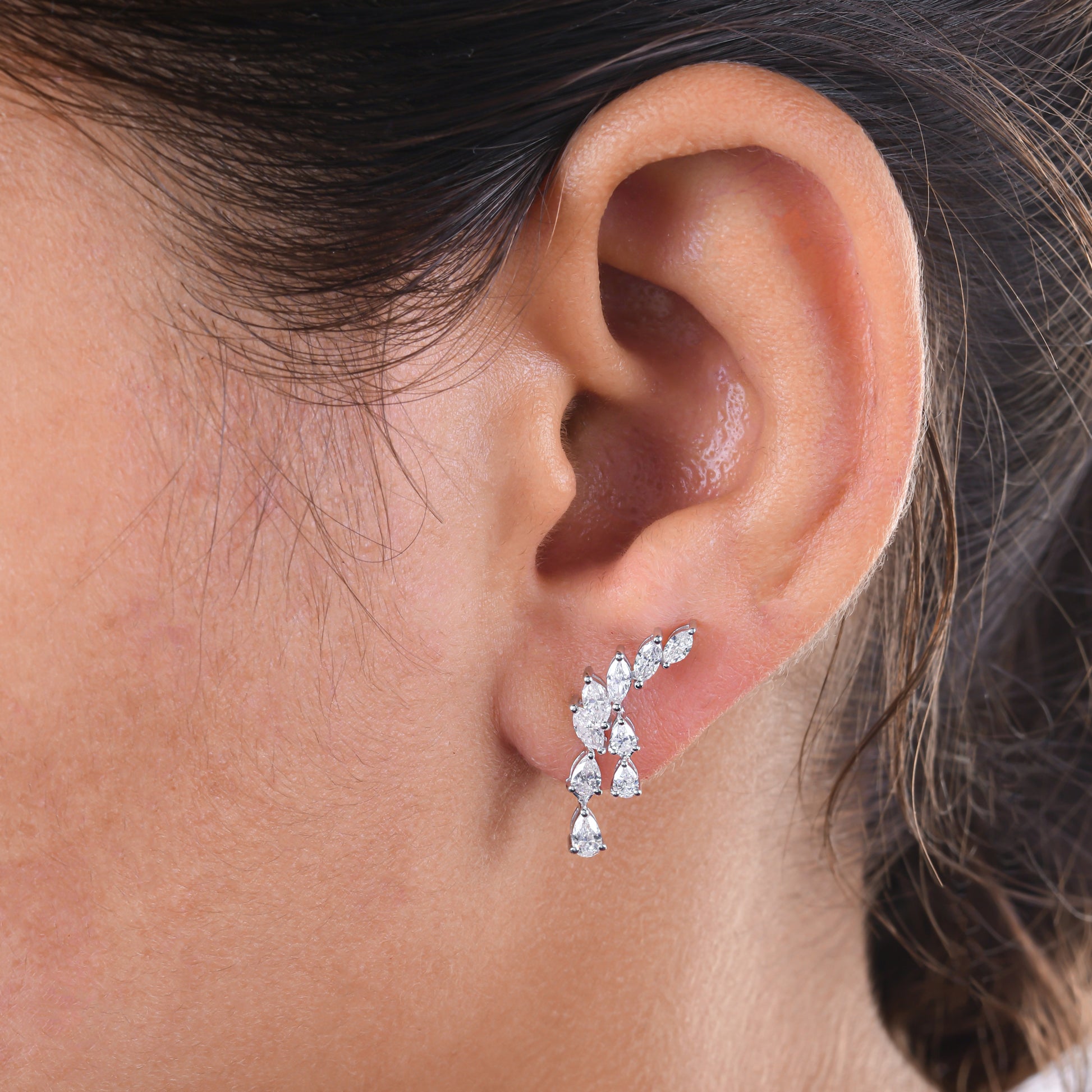 1.20 Ct SI/HI Pear Marquise Cut Diamond Stud Earrings