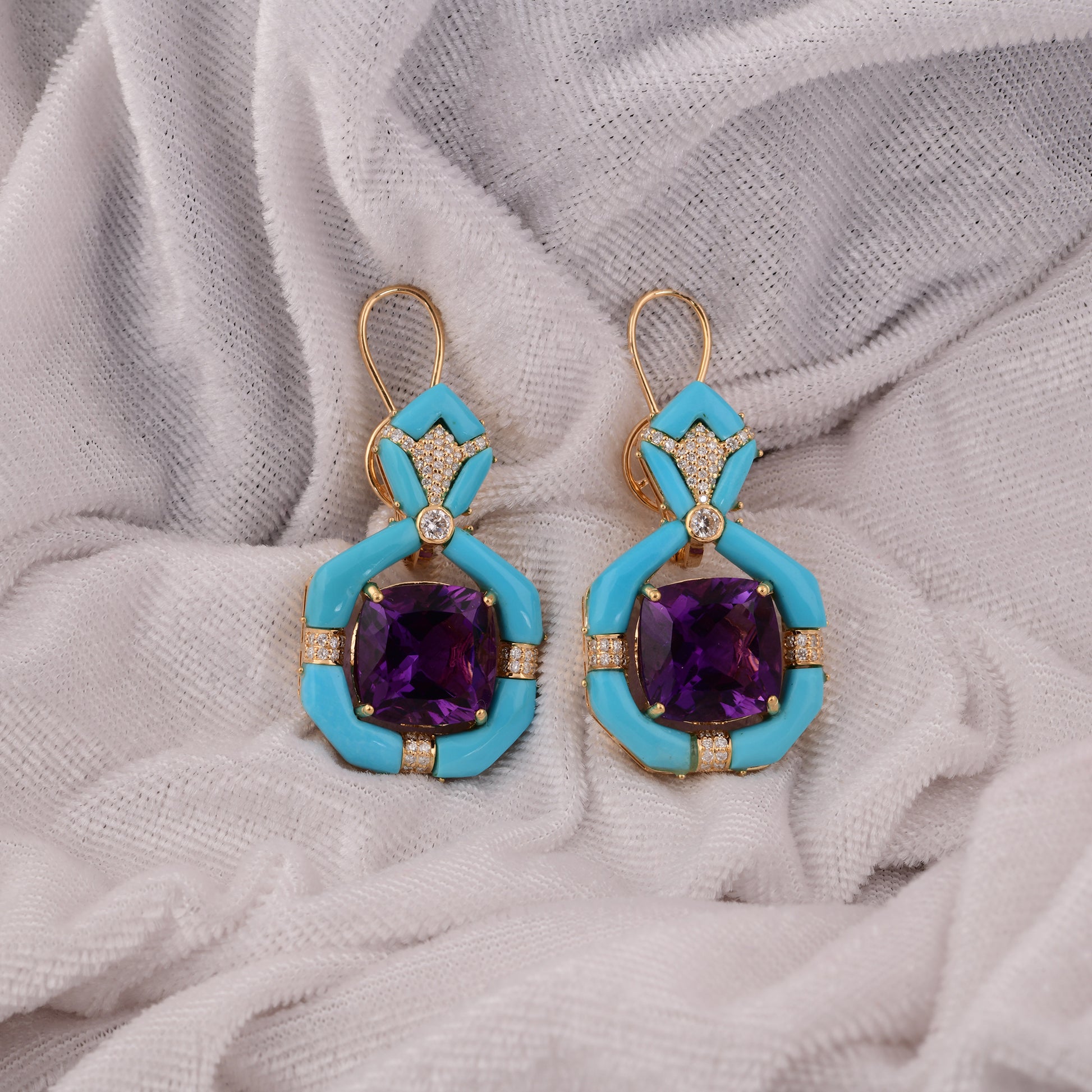 31.05 Tcw Multistone Geometric Drop Earrings Gift for Her