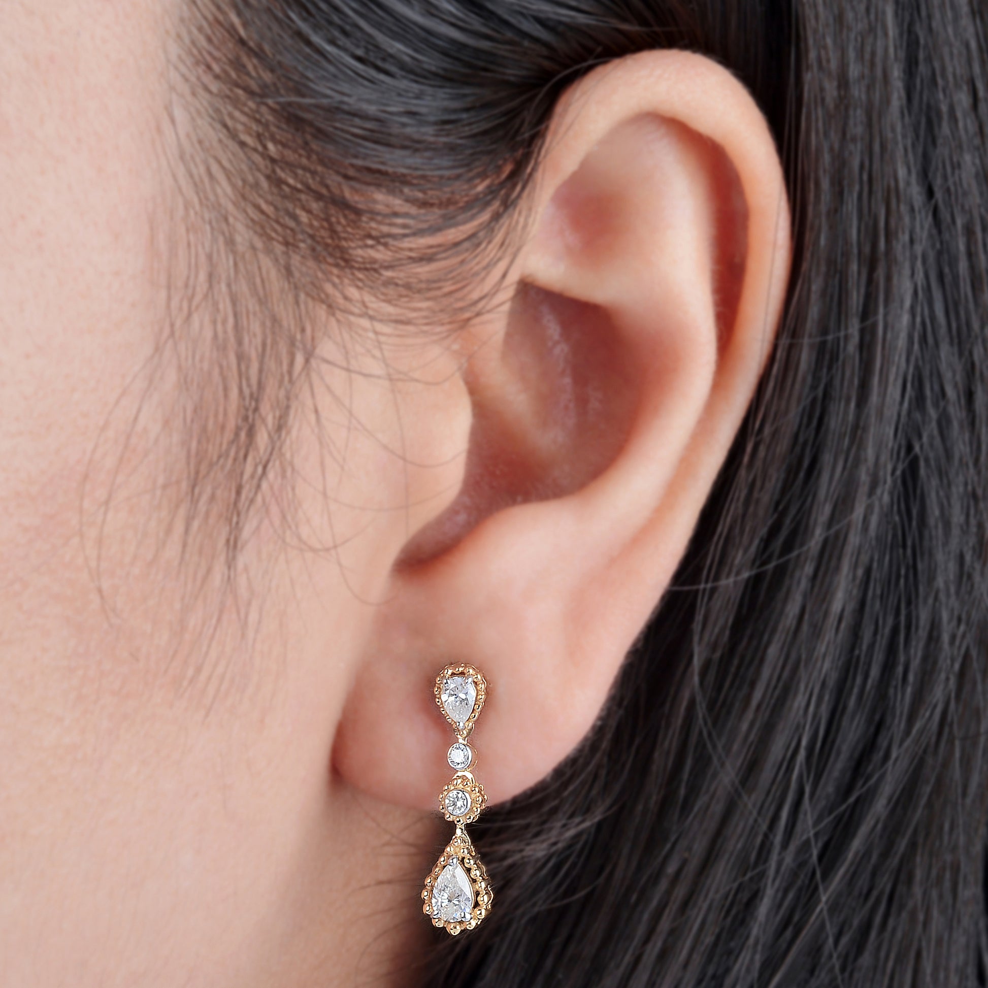 0.71 Ct Real H/SI Teardrop Diamond Dangle Earrings Perfect for Wedding
