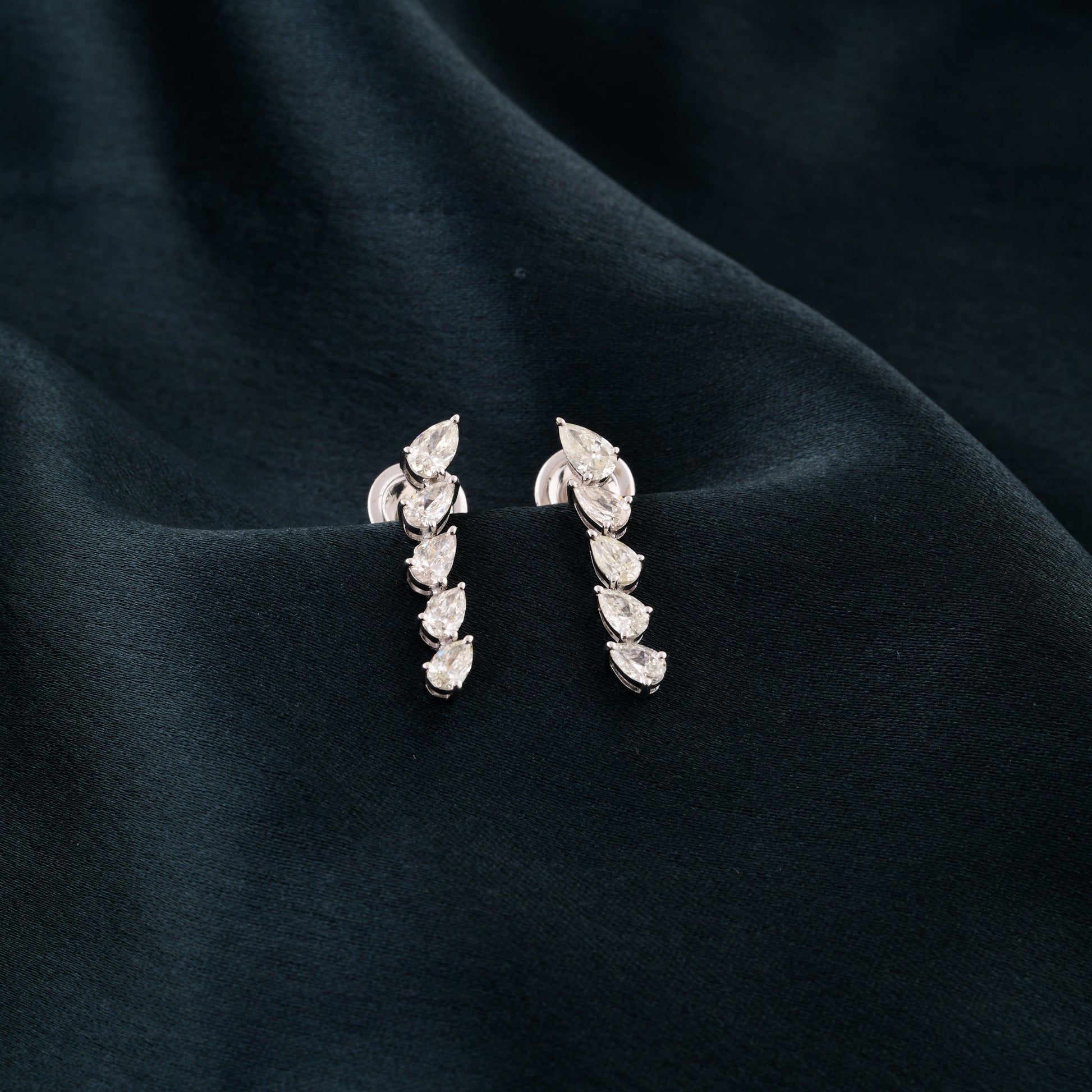 Delicate Pear Cut 1.31 Carat Diamond Gold Drop Earrings